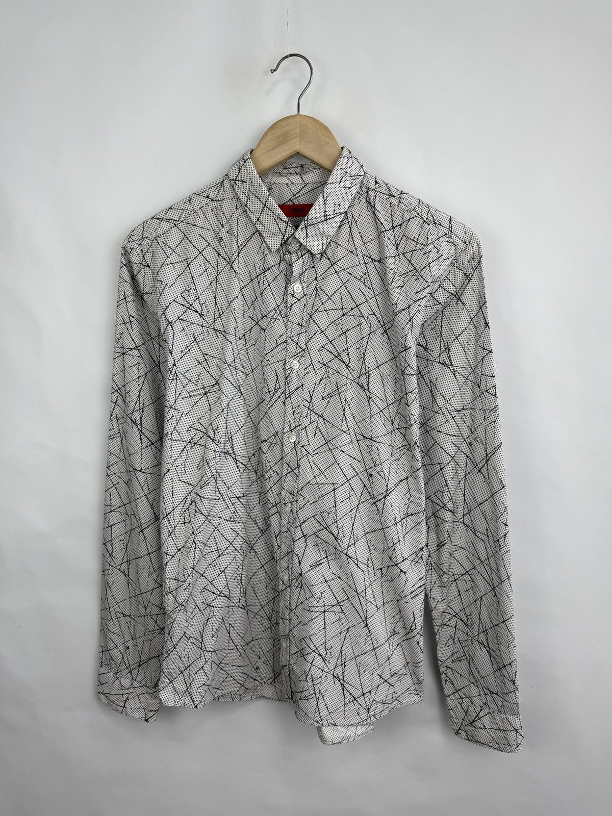 Hugo Boss 🇮🇹 Hugo Boss Extra Slim Fit Luxury Button Shirt Abstract Art Size US M / EU 48-50 / 2 - 5 Thumbnail