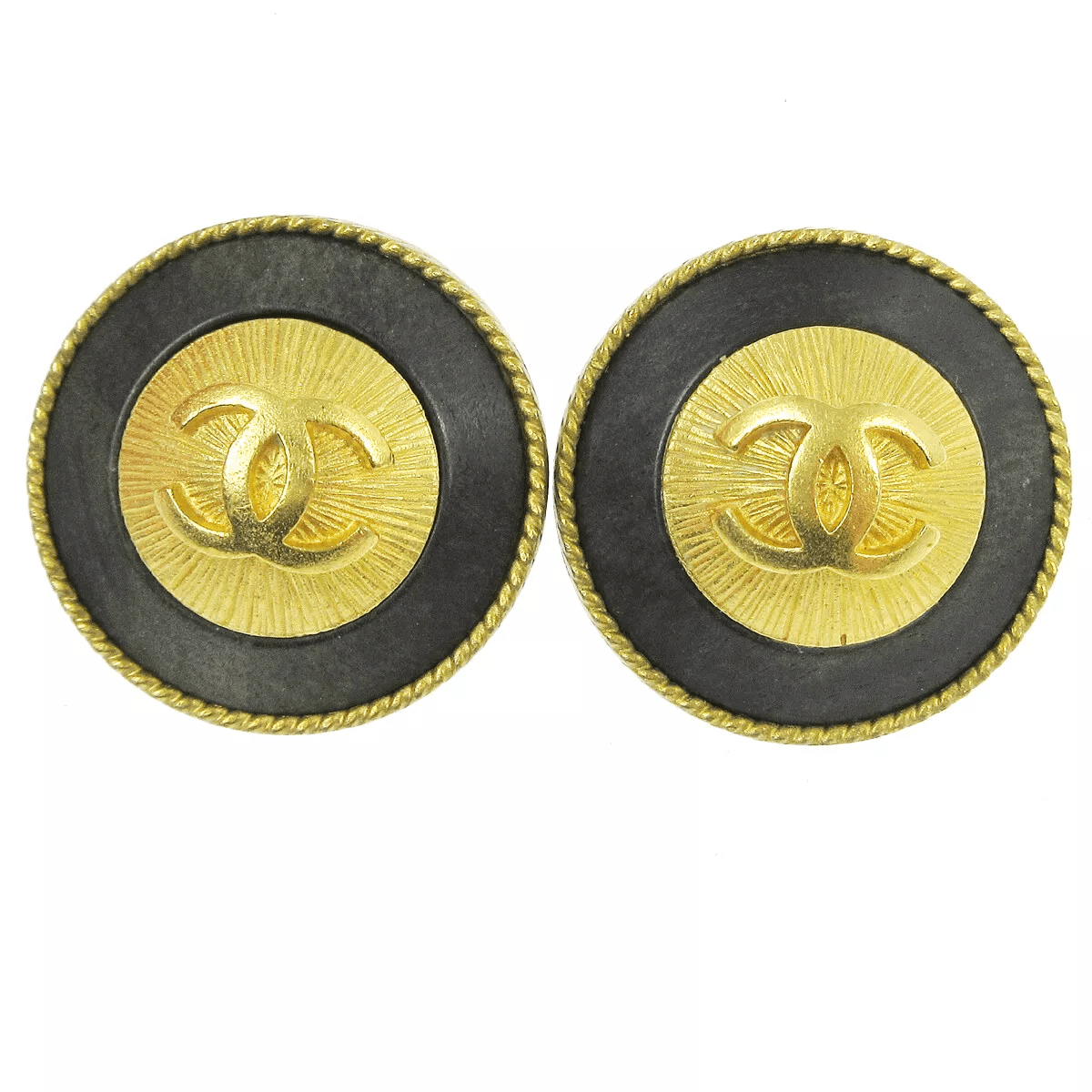 Chanel CHANEL CC Logos Button Motif Earrings Gold Black Size ONE SIZE - 8 Thumbnail