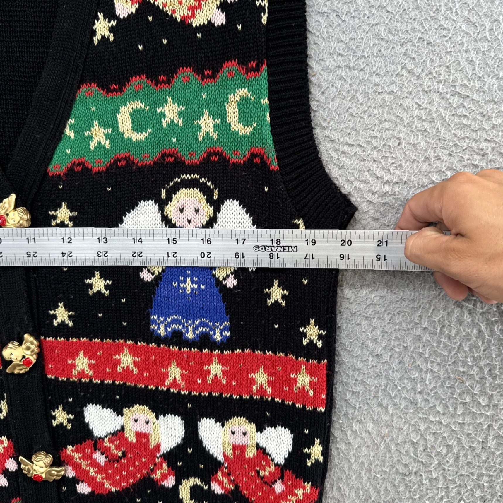 Loft VINTAGE Sweater Loft New York Angel Pattern Knit Sweater Vest Button Up SZ M USA Womens Size M / US 6-8 / IT 42-44 - 4 Thumbnail