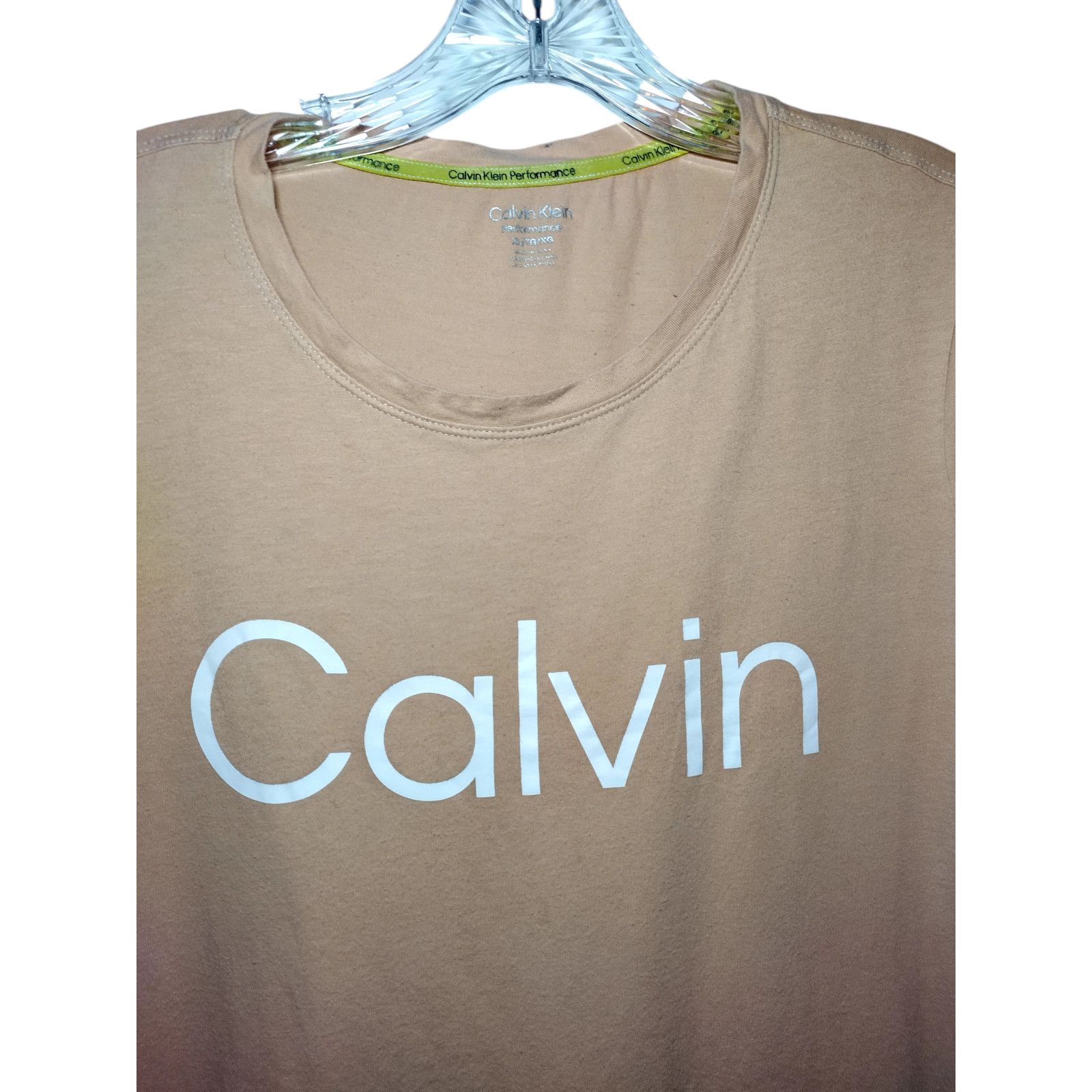 Calvin Klein Calvin Klein Womens Stretch Short Sleeve T-shirt Size XL Tan Size XL / US 12-14 / IT 48-50 - 6 Thumbnail