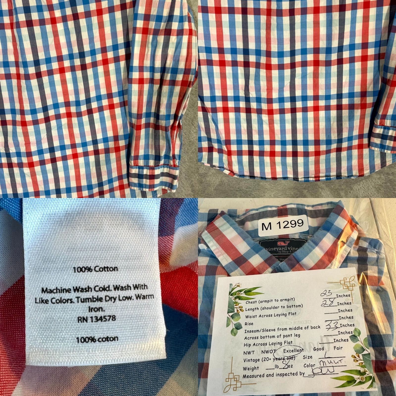 Vineyard Vines Vineyard Vines Button-Down Shirt Men’s Large Multicolor Plaid 100% Cotton Slim Fit Shirt Size US L / EU 52-54 / 3 - 9 Thumbnail