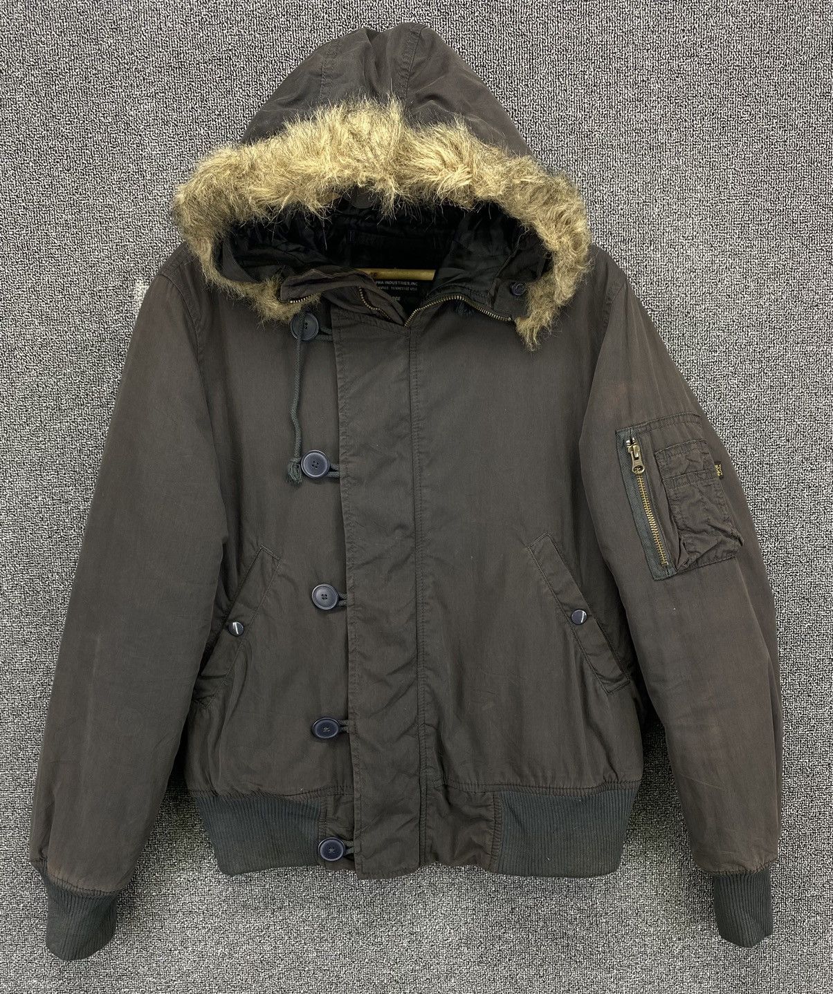 Alpha Industries Vintage Alpha Industries Faux Fur Hoodie Long Jacket Size L / US 10 / IT 46 - 1 Thumbnail