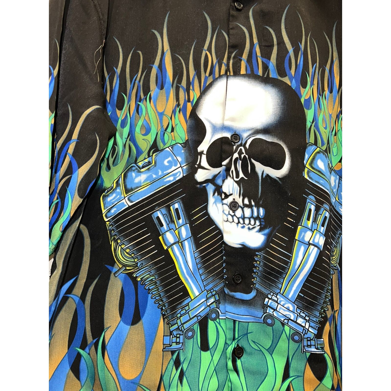 Vintage Y2K City Impact Button Up Shirt Skull Engine Flames Tee 2XL Size US XXL / EU 58 / 5 - 2 Thumbnail