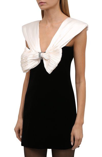Saint Laurent Paris o1bcso1str1125 Short Dress In Cupro Velvet in Black Size S / US 4 / IT 40 - 4 Thumbnail