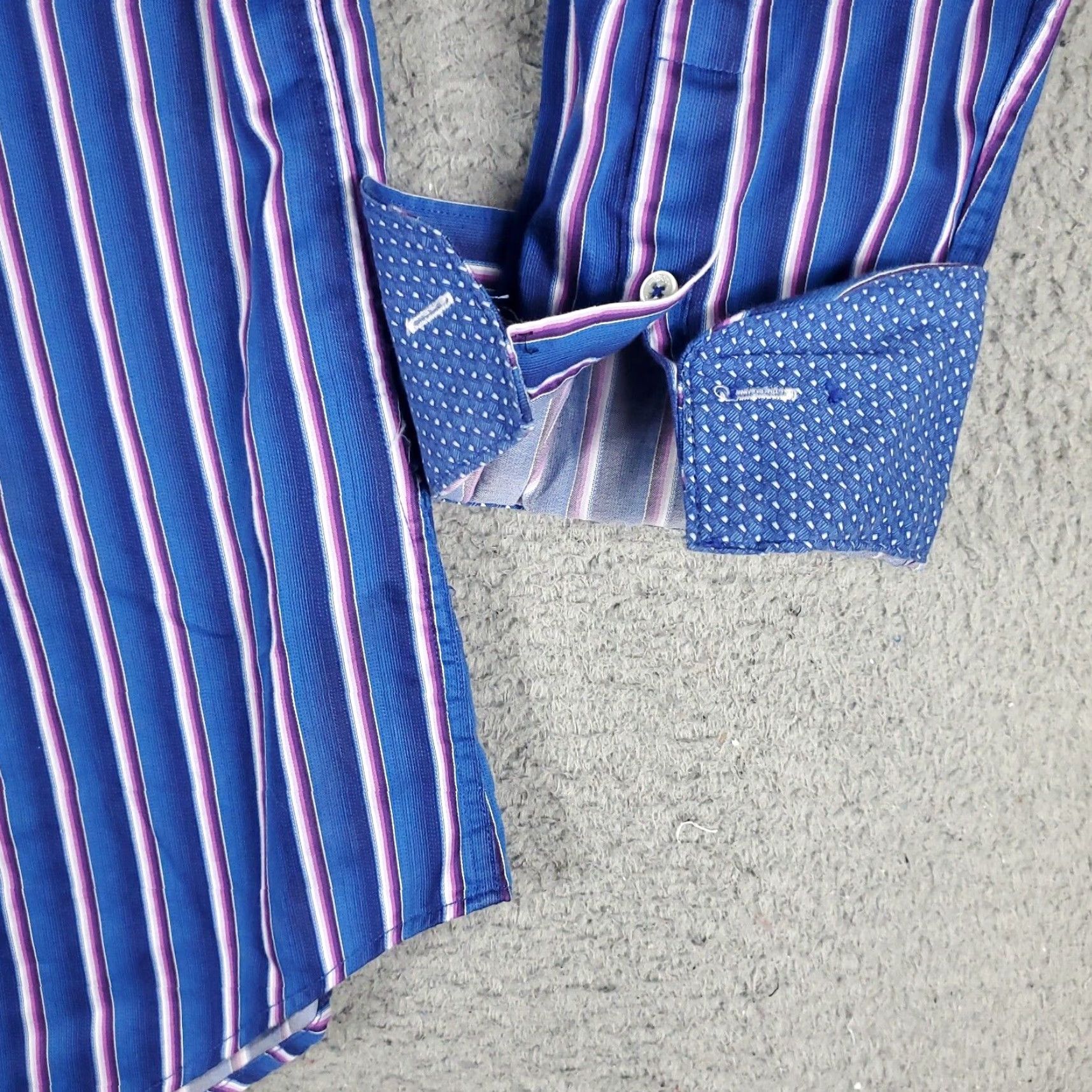 BUGATCHI Bugatchi Shirt Mens Large Blue Striped Shaped Fit Button Up Long Sleeve Size US L / EU 52-54 / 3 - 4 Thumbnail
