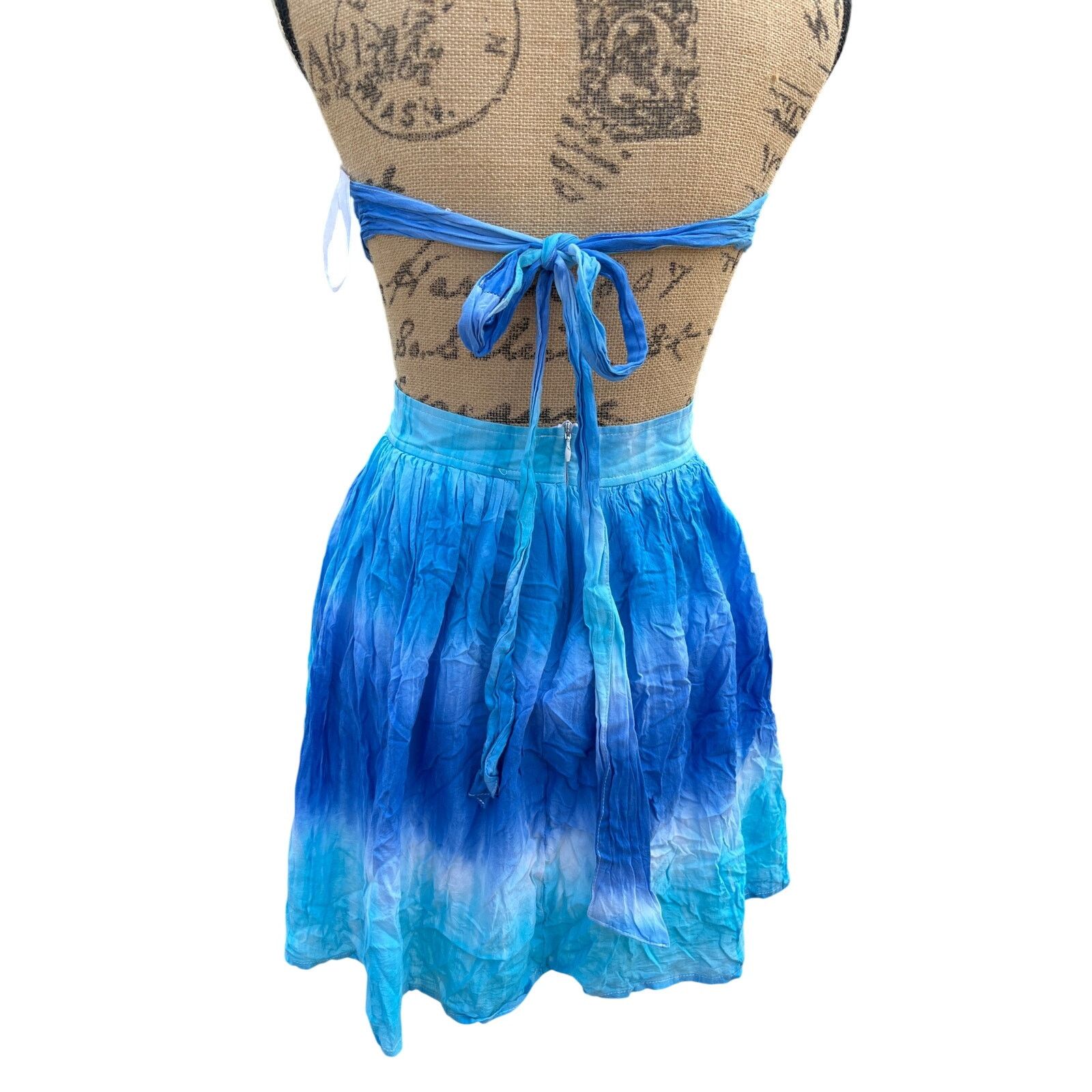 Other Rayon Cotton Candy Blue Tie-Dye strapless summer Mini Dress Size M / US 6-8 / IT 42-44 - 2 Thumbnail