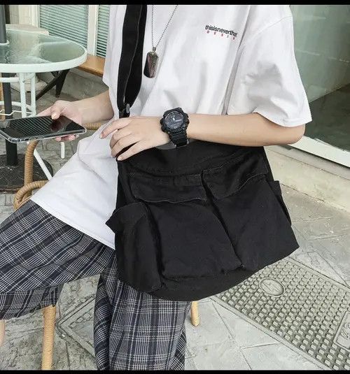 Japanese Brand Masumizu x Rumi Casual Canvas Messenger Shoulder School Bag Size ONE SIZE - 4 Thumbnail