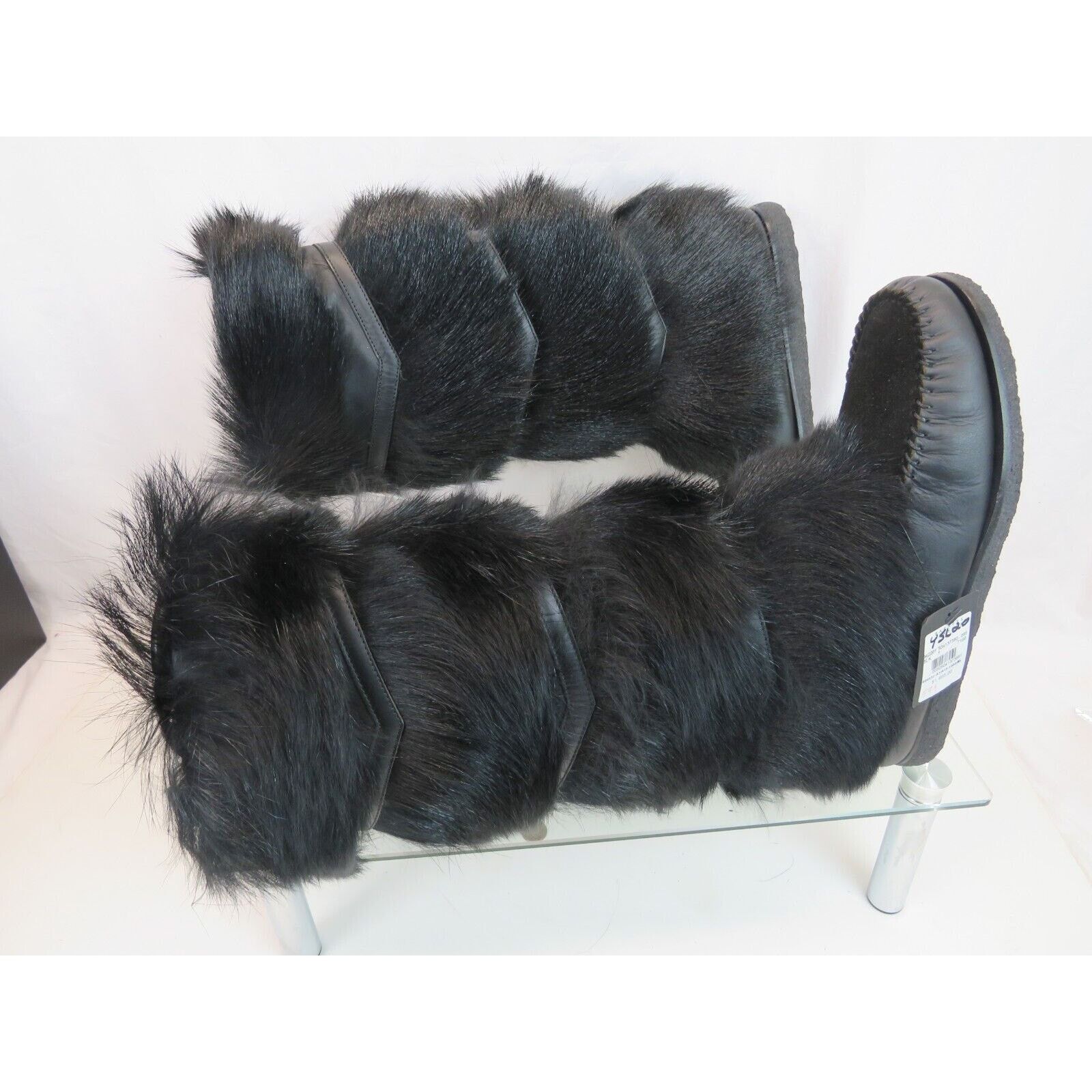 Yves Saint Laurent YSL BLACK FUR LEATHER SHEARLING LINING TALL BOOTS 37 Size US 7 / IT 37 - 3 Thumbnail