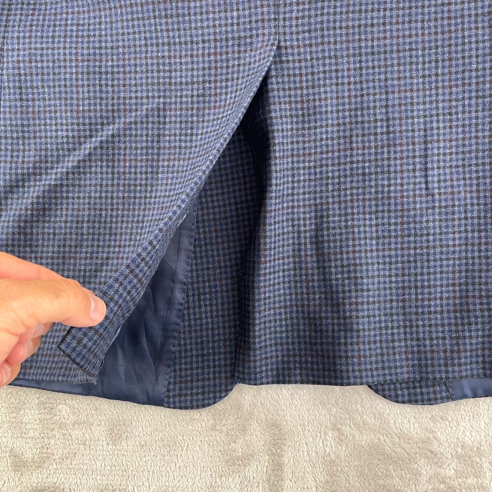 Ralph Lauren Lauren Ralph Lauren Sports Coat Blazer Men 46L Long Blue Check Wool Two-Button Jacket Size 46R - 7 Thumbnail