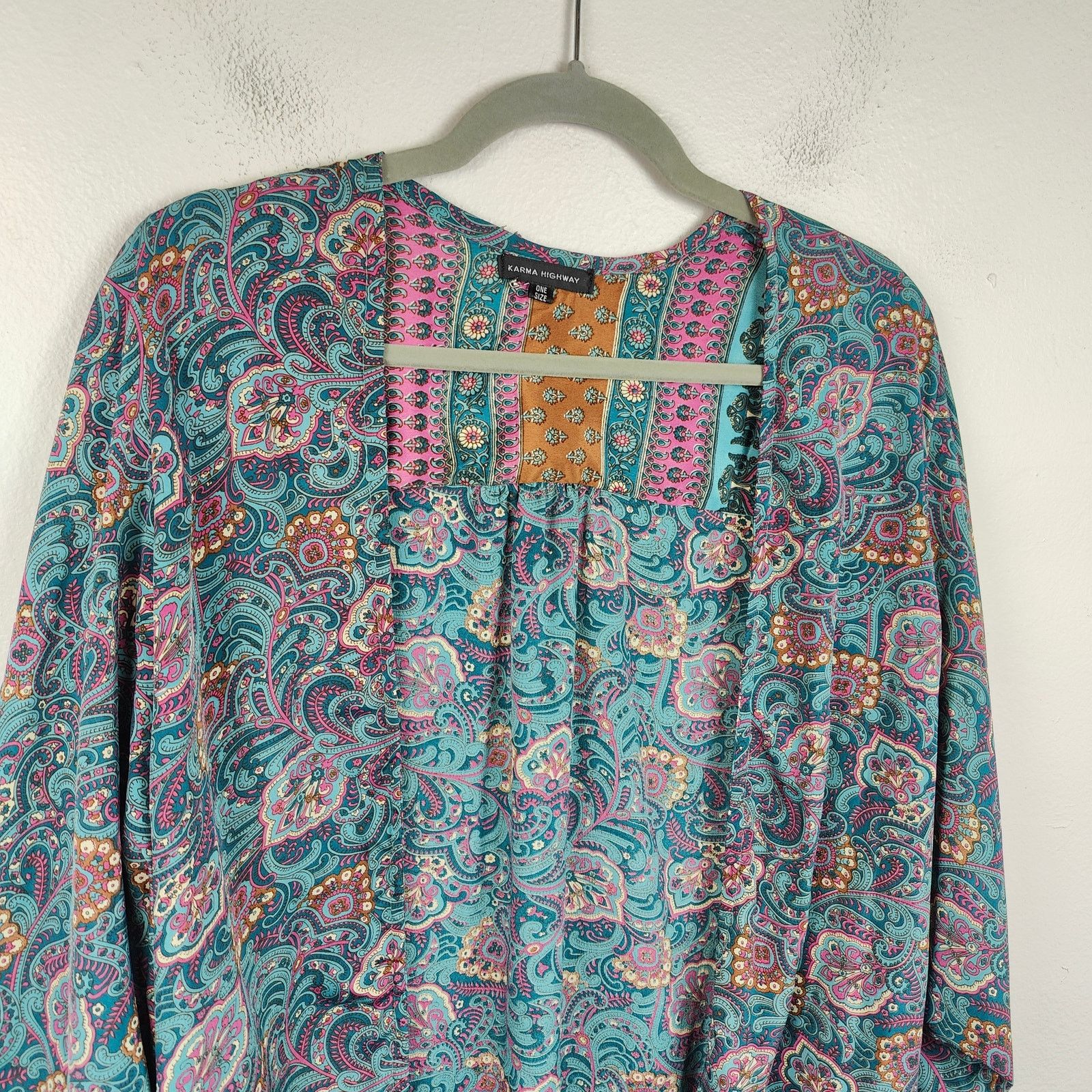 Other Karma Highway Duster Cardigan Womens One Size Blue Paisley Size ONE SIZE - 2 Thumbnail