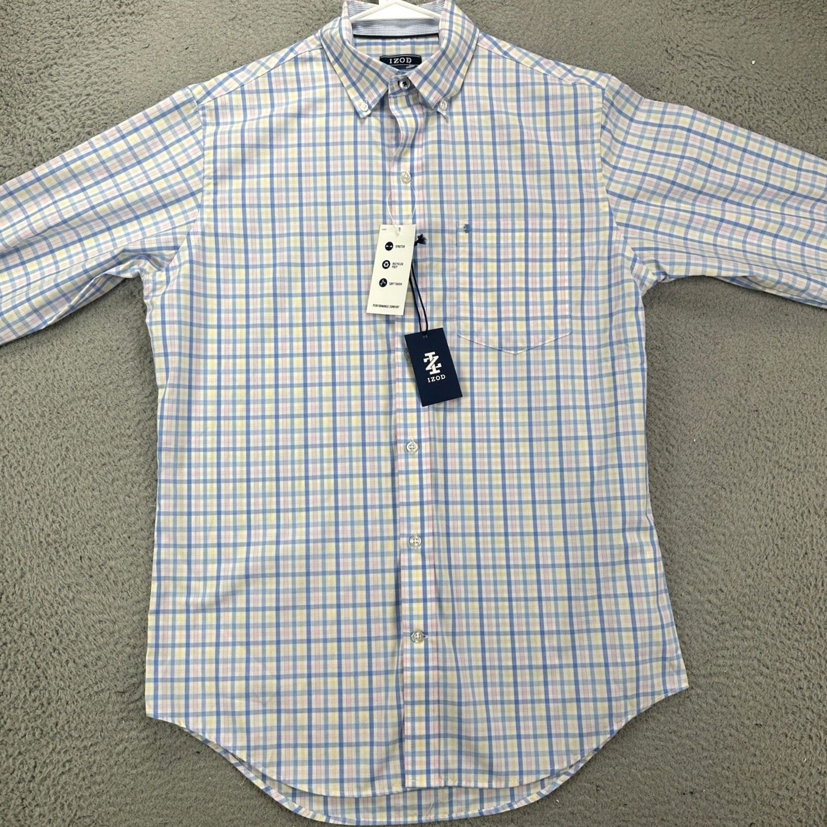 Izod Izod Men's Button-Down Shirt Small Multicolor Check Performance Woven Pocket NEW Size US S / EU 44-46 / 1 - 3 Thumbnail