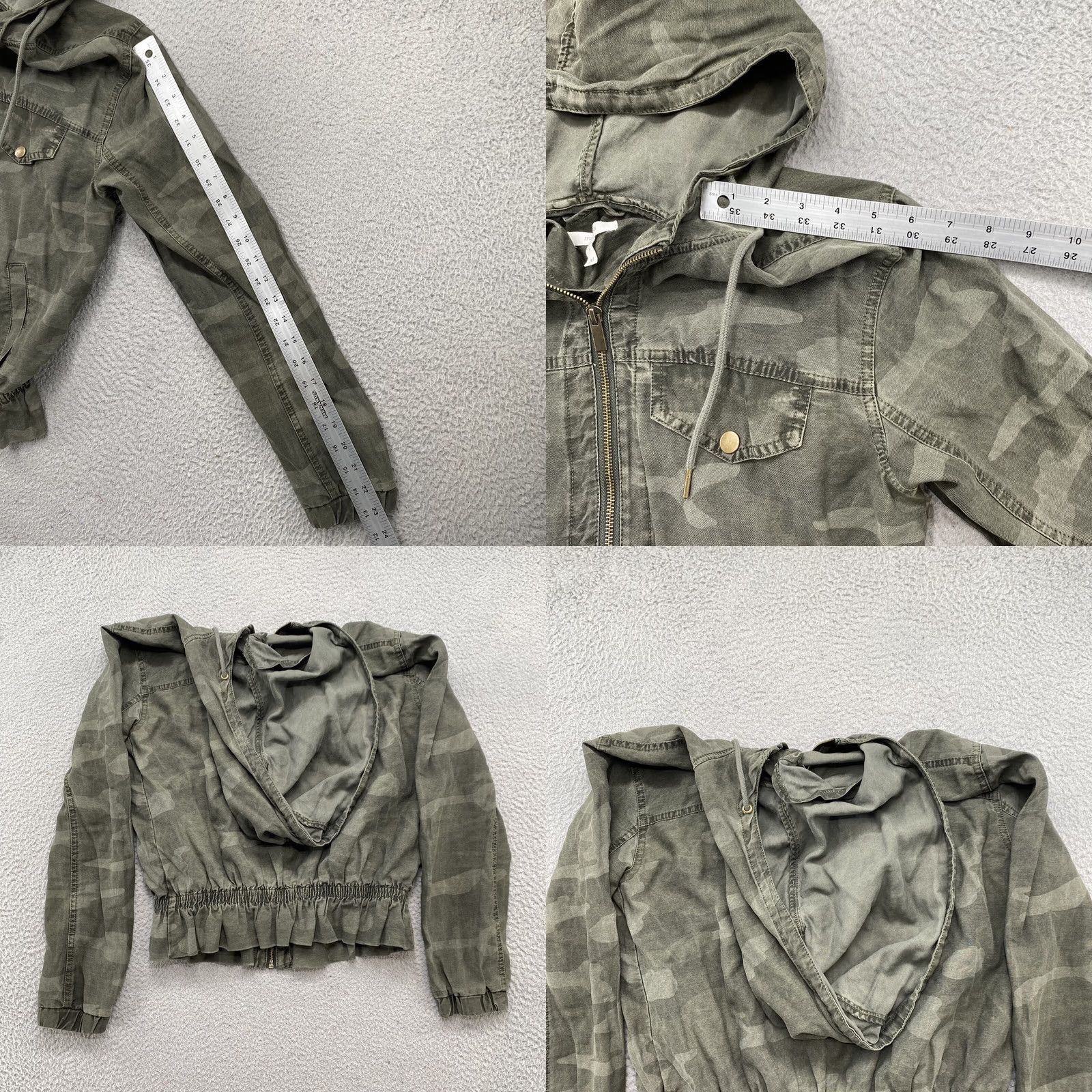 Vintage Maurices Women’s Rayon Full Zip Camo Hooded Jacket Size M Green Outdoor Military Jacket Size M / US 6-8 / IT 42-44 - 8 Thumbnail