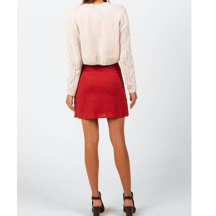 Other FRANCESCA'S Buttoned Embroidered Mini Skirt Lined L Floral Size 33" - 4 Thumbnail