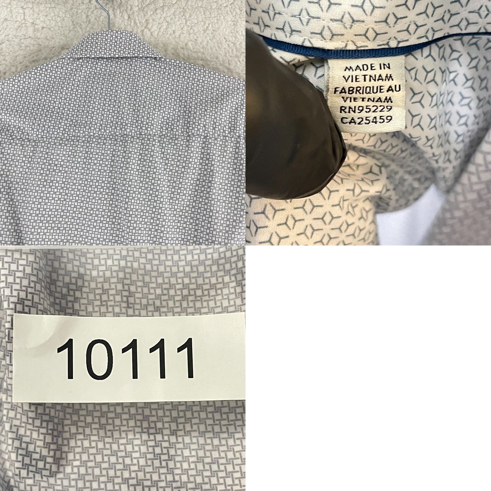 Ted Baker Ted Baker White Geo Print Endurance Button-Up Dress Shirt Men Medium Long Sleeve Size 40R - 9 Thumbnail