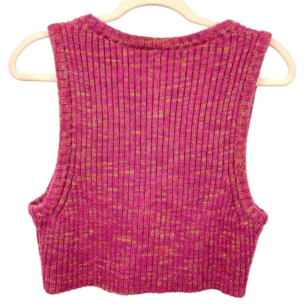 Free People Free People Colby Pink Cropped Ribbed Sweater Vest Size S Size S / US 4 / IT 40 - 3 Thumbnail