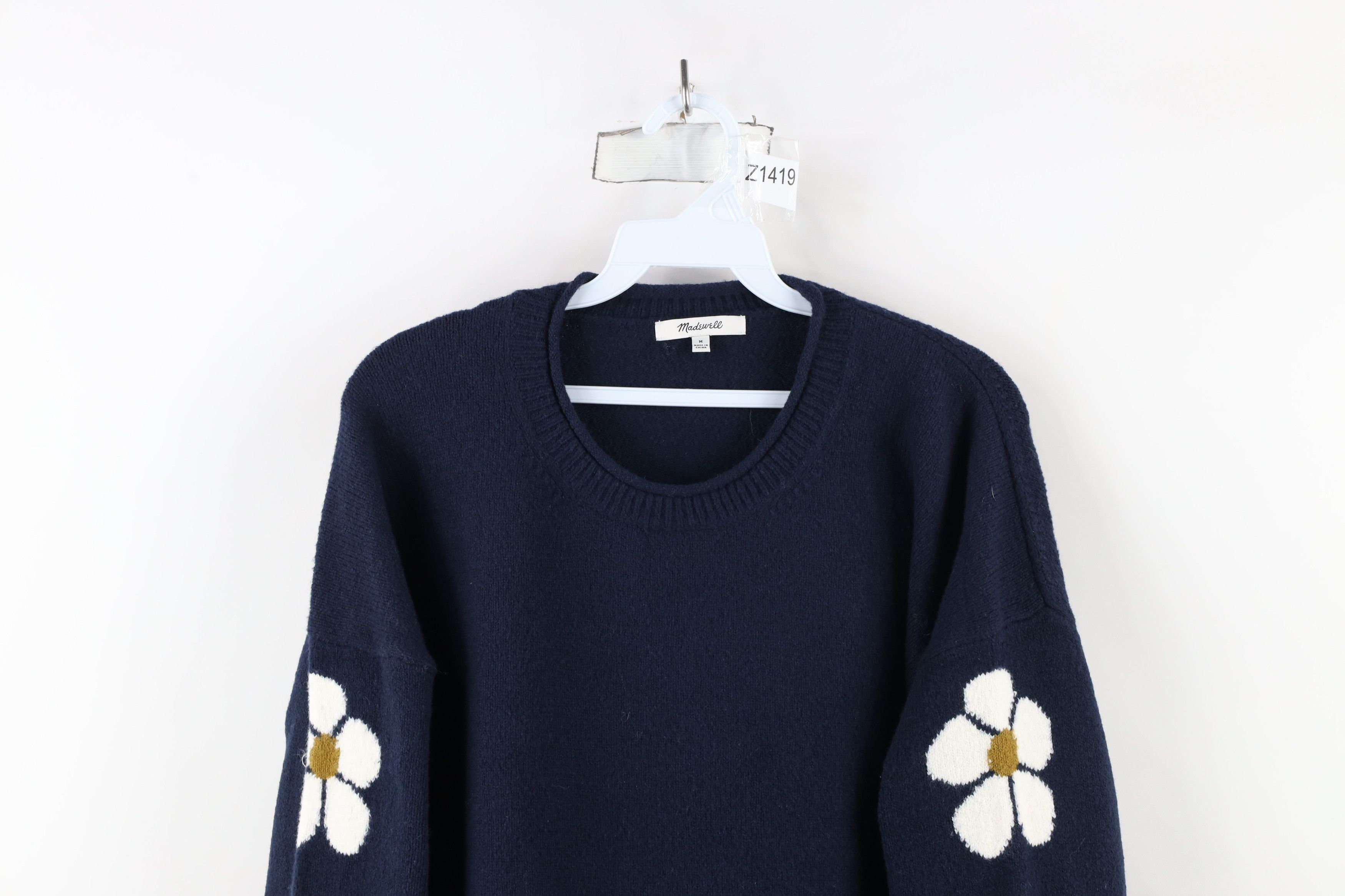 Madewell × Vintage Madewell Flower Sleeve Merino Wool Marled Knit Sweater Size M / US 6-8 / IT 42-44 - 2 Thumbnail