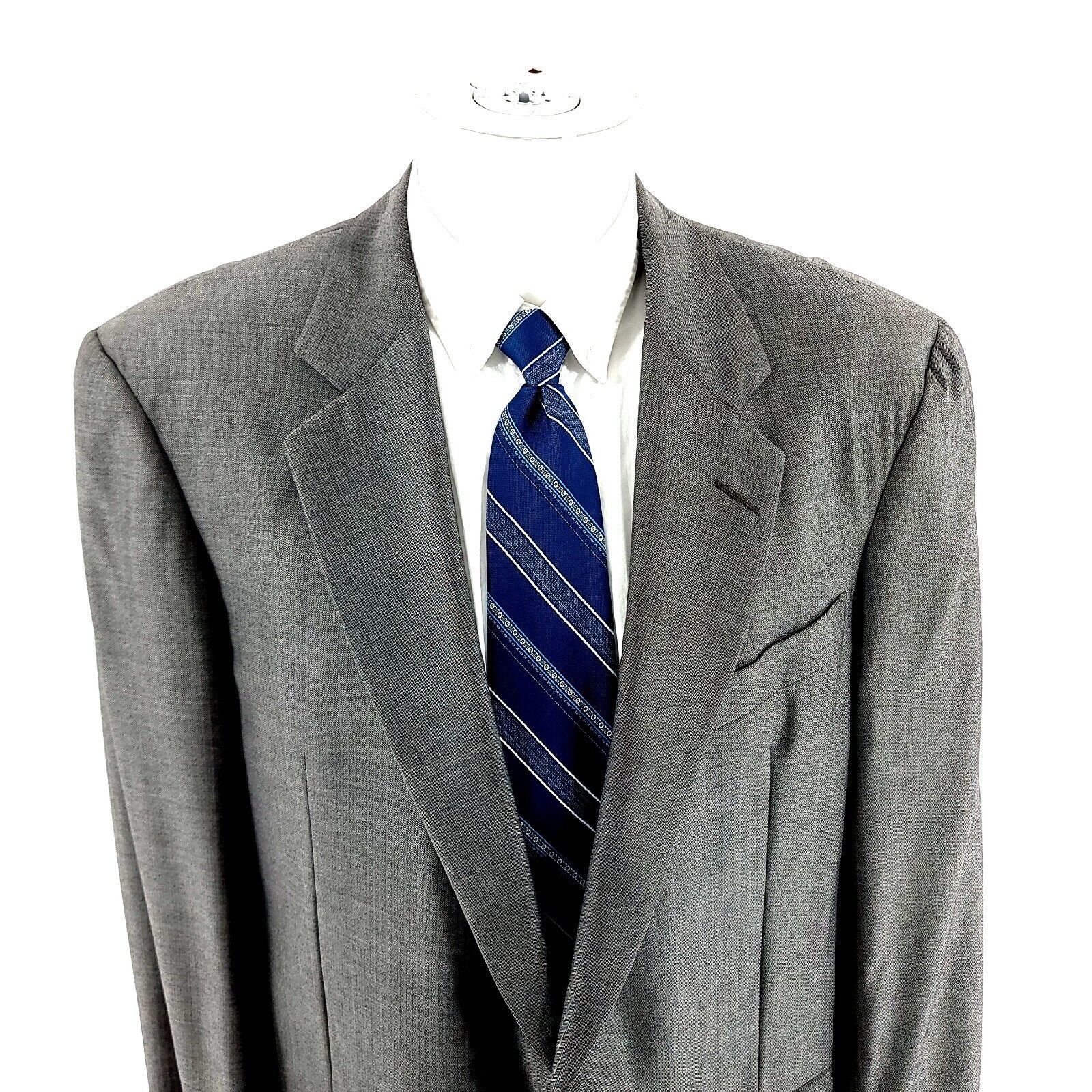 Hickey Freeman Hickey Freeman Neiman Marcus Wool 2 Button Gray Herringbone Size 42L - 1 Thumbnail