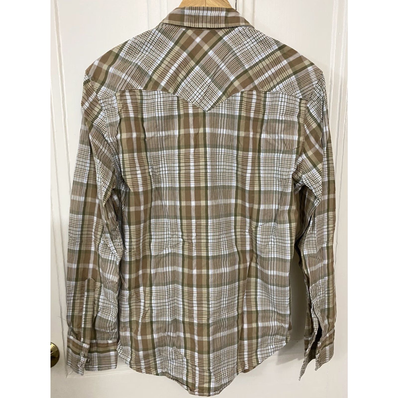 Levi's VINTAGE Levi's Pearl Snap Western Shirt Check Long Sleeve Mens M Tan Brown Size US M / EU 48-50 / 2 - 4 Thumbnail