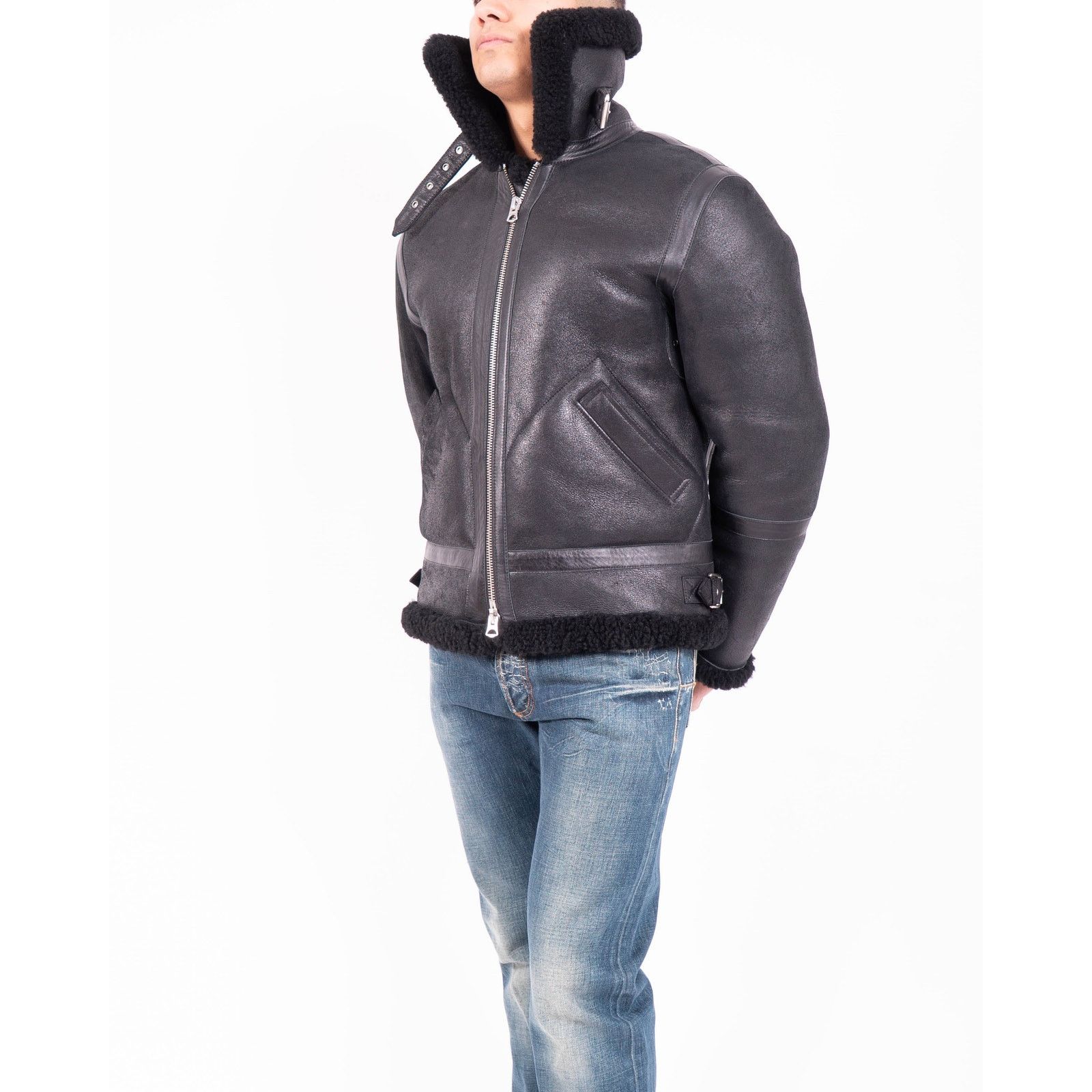 Acne Studios Ian Aviator Jacket in Black Shearling Leather Size US S / EU 44-46 / 1 - 4 Thumbnail