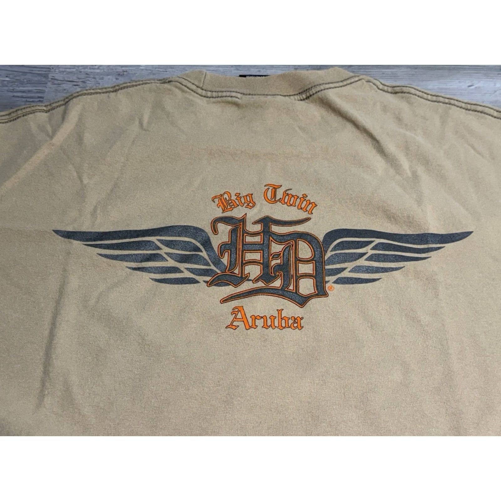 Harley Davidson VINTAGE Harley-Davidson Eagle T-Shirt XL Beige Crew Neck Men Size US XL / EU 56 / 4 - 4 Thumbnail