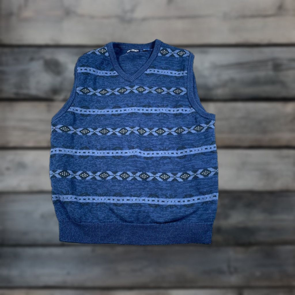 Chaps Chaps Vest Sweater Adult XL Dark Blue Aztec Geometric Pattern V-Neck Cotton Knit Size US XL / EU 56 / 4 - 1 Thumbnail