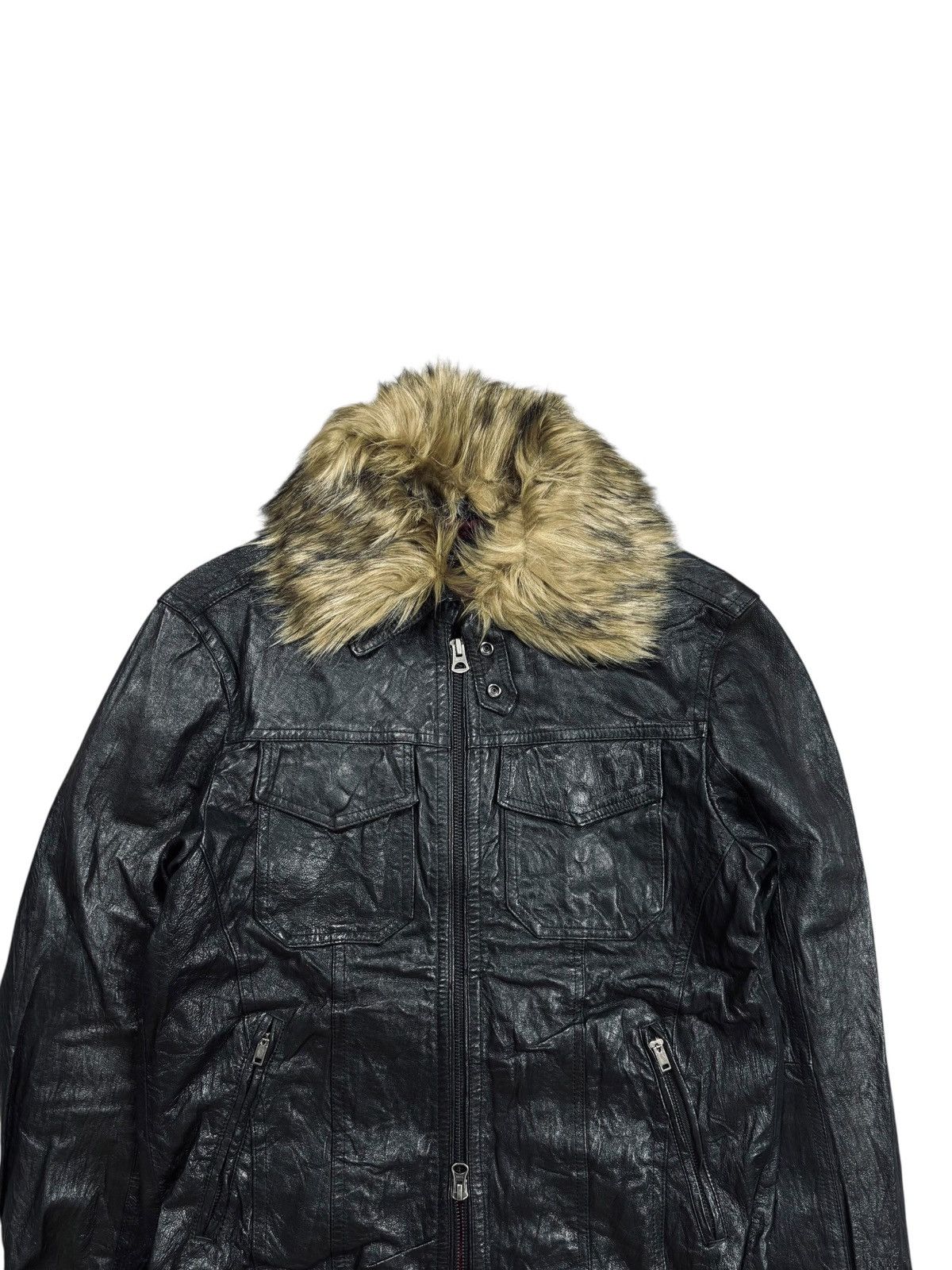 Tornado Mart 2000s Rattle Trap Trim Fur Collar Vkei Style Leather Jacket Size US M / EU 48-50 / 2 - 5 Thumbnail