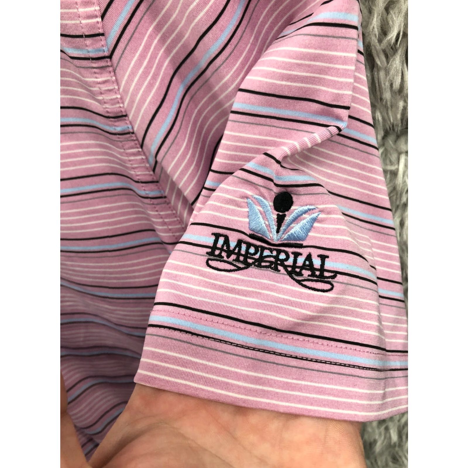 Vintage Greg Norman The Shark ML 75 Golf Polo L Pink Striped 3 Button Play Dry Shirt Mens Golf Polo Regular Shirt Size US L / EU 52-54 / 3 - 3 Thumbnail