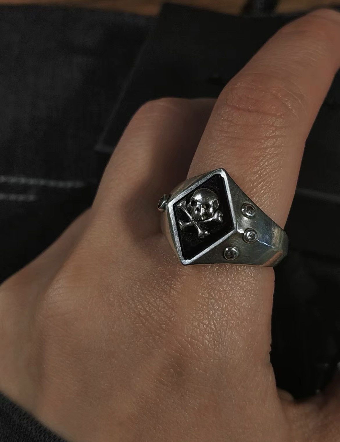 Magical Design Magical Design Hideo Uchiyama Black Agate Skull Silver Ring Size ONE SIZE - 7 Thumbnail