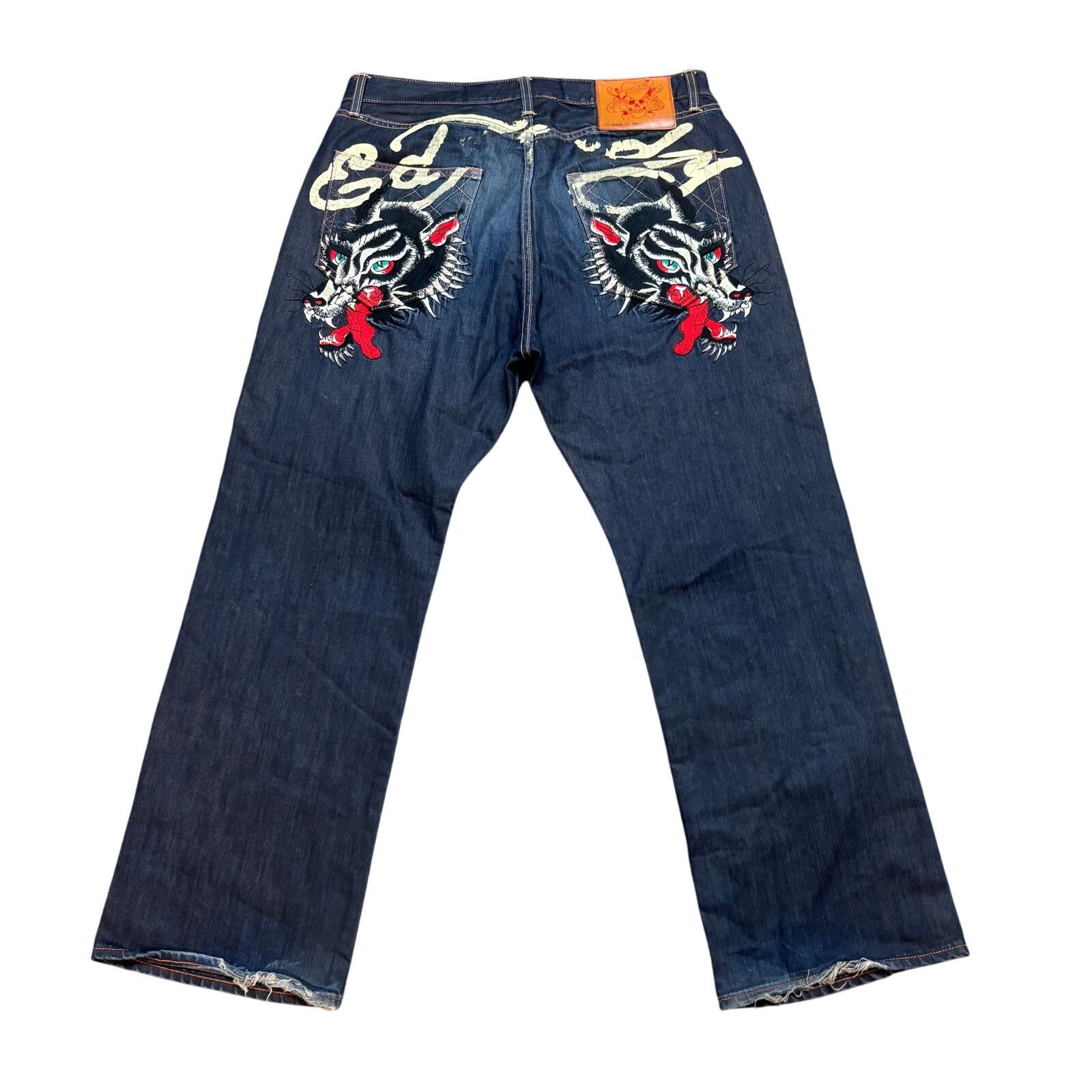 Ed Hardy RARE Ed Hardy Wolf Embroidered y2k Baggy Jeans Men's 38x31 Size US 38 / EU 54 - 1 Thumbnail