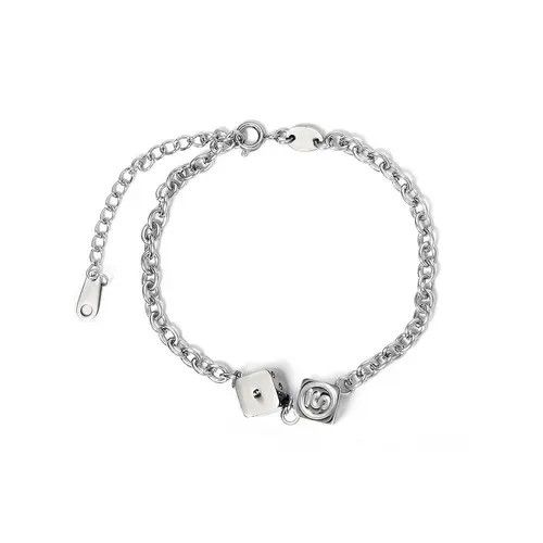 VIBE Fashion Titanium Silver Letter Dice Pendant Bracelet Size ONE SIZE - 1 Thumbnail