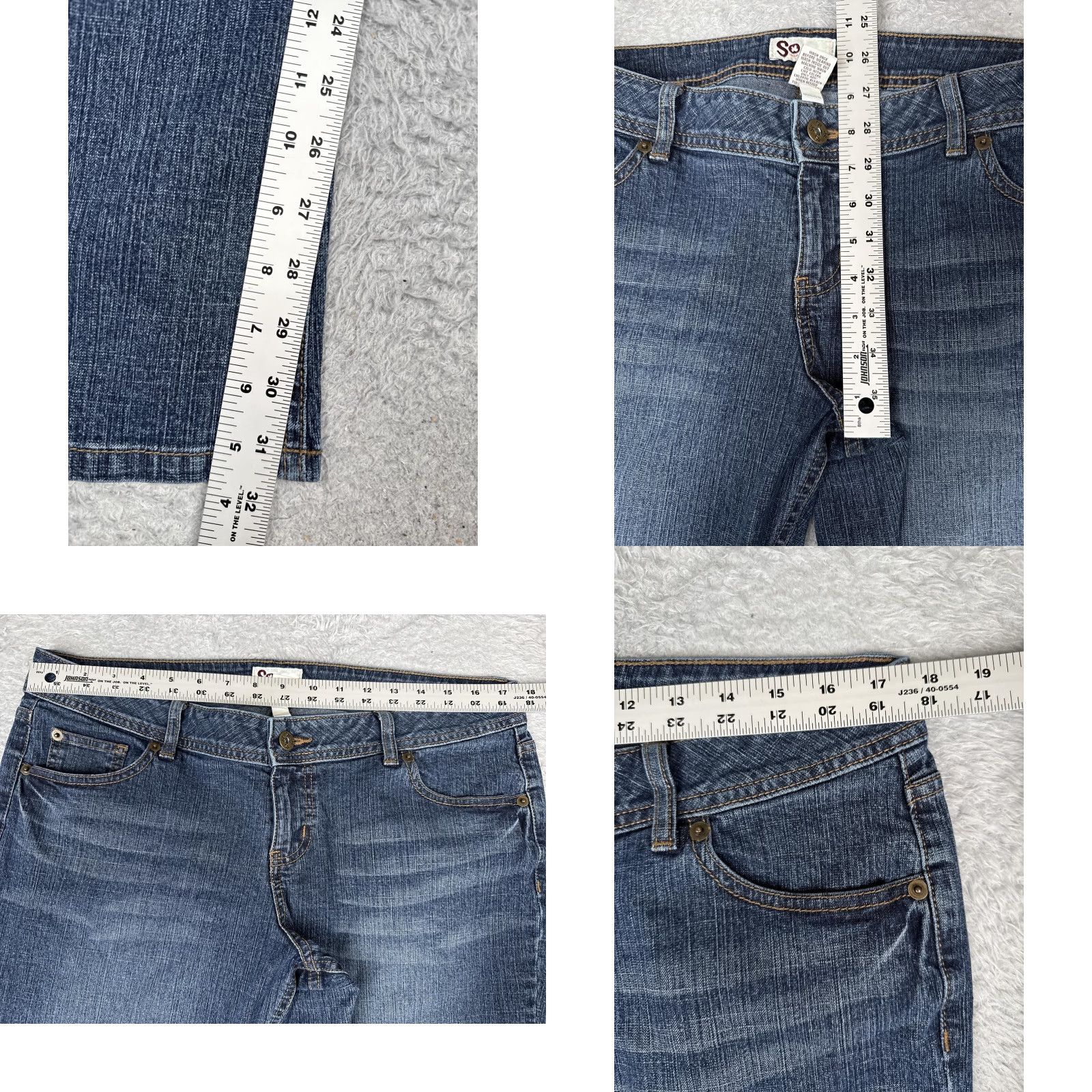 Vintage SO Juniors Bootcut Jeans 15S Blue Medium Wash Mid Rise Embroidered 34x32 Womens Denim Size 36" / US 14 / IT 50 - 8 Thumbnail