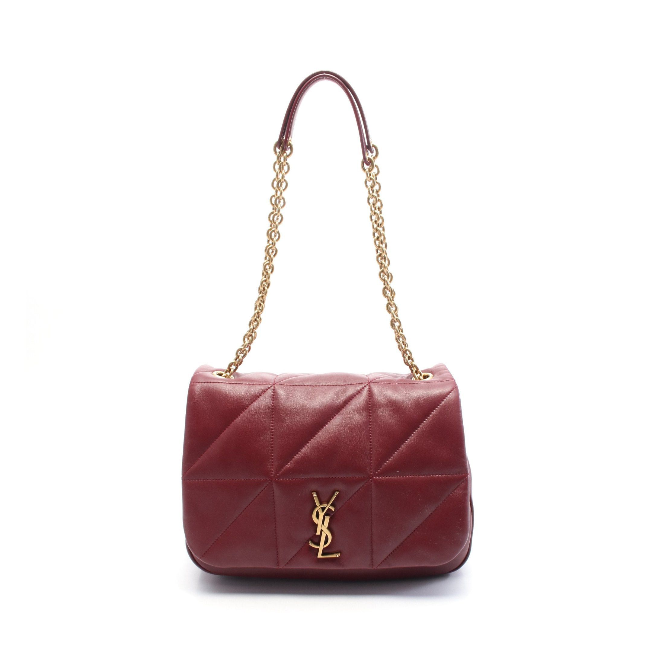 YVES Saint Laurent Chain Shoulder Bag Leather Bordeaux in Red, Women's