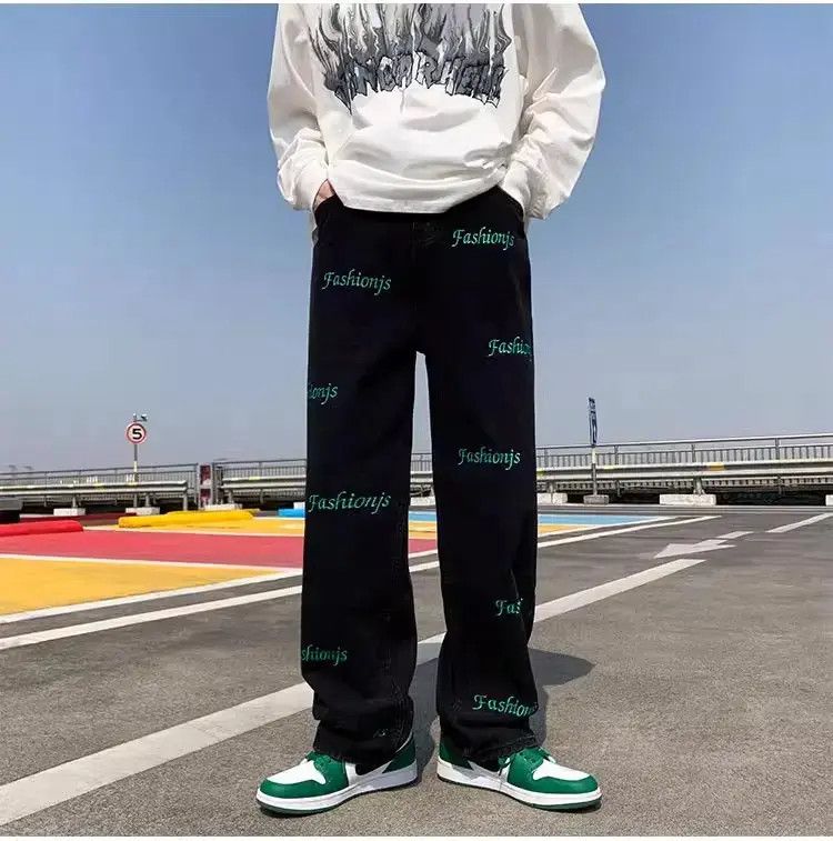 Japanese Brand Retro loose fitting straight leg jeans Size US 32 / EU 48 - 1 Thumbnail