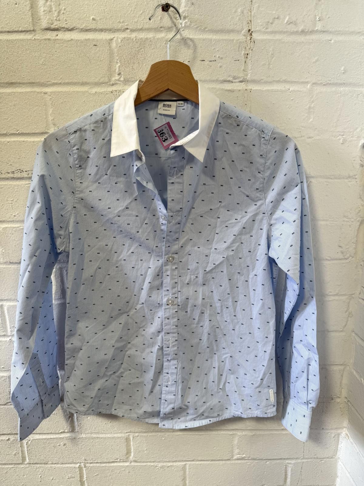 Hugo Boss BOSS Blue Patterned Shirt with White Collar Size US XS / EU 42 / 0 - 1 Thumbnail