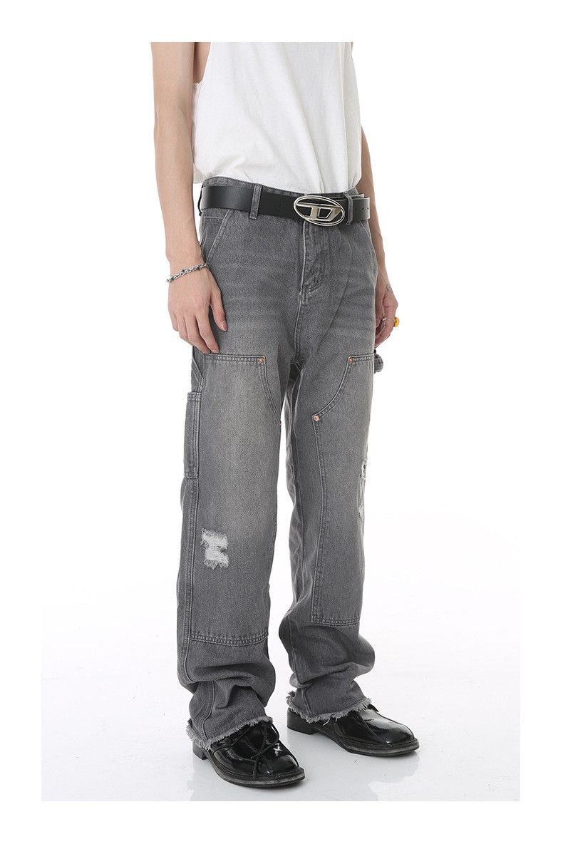 Japanese Brand Japanese retro straight leg raw edge ripped jeans Size US 32 / EU 48 - 3 Thumbnail