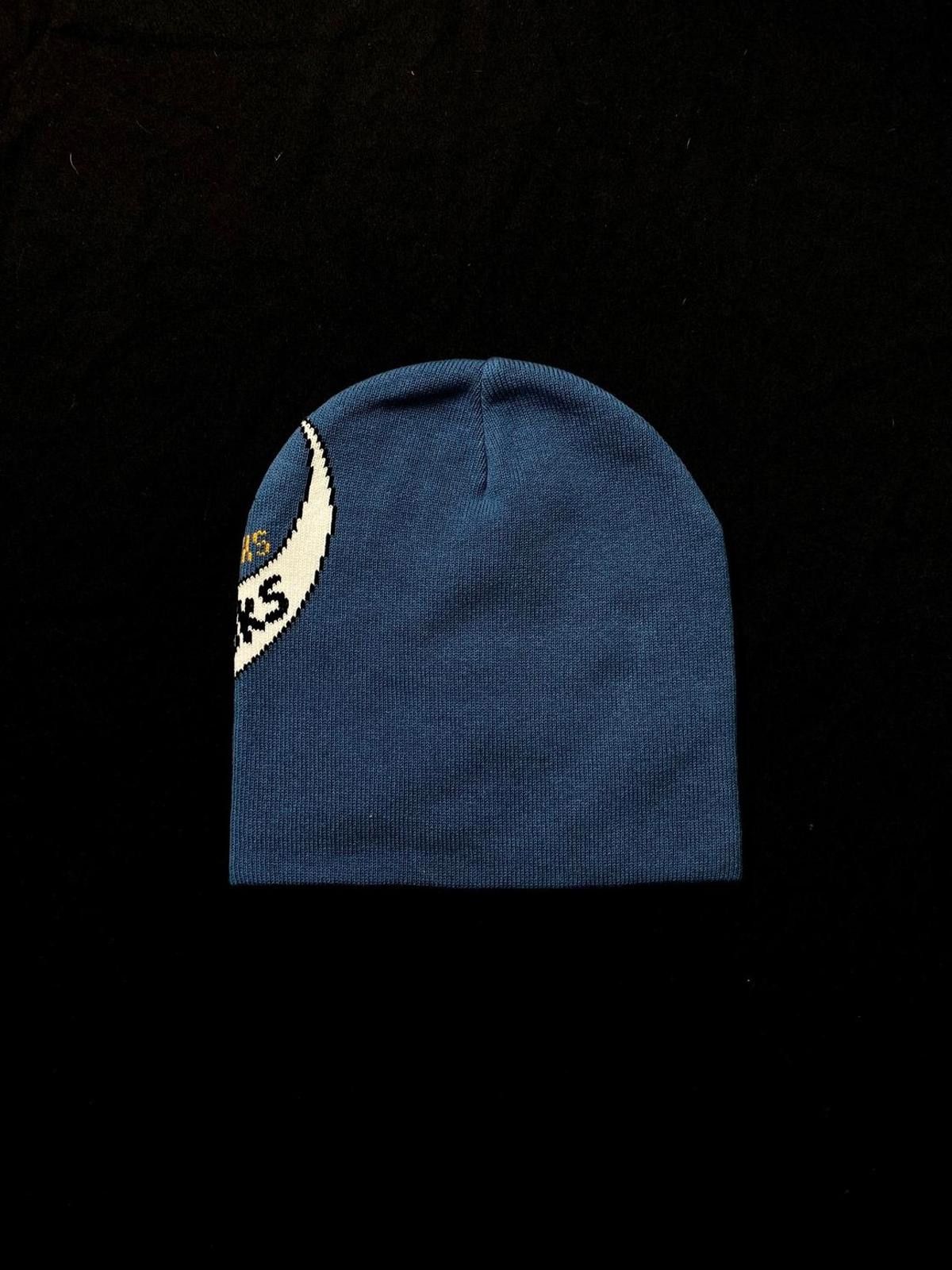 Japanese Brand Adidem Asterisks Cursive Script No Cuff Knit Blue Beanie Hat Size ONE SIZE - 5 Thumbnail