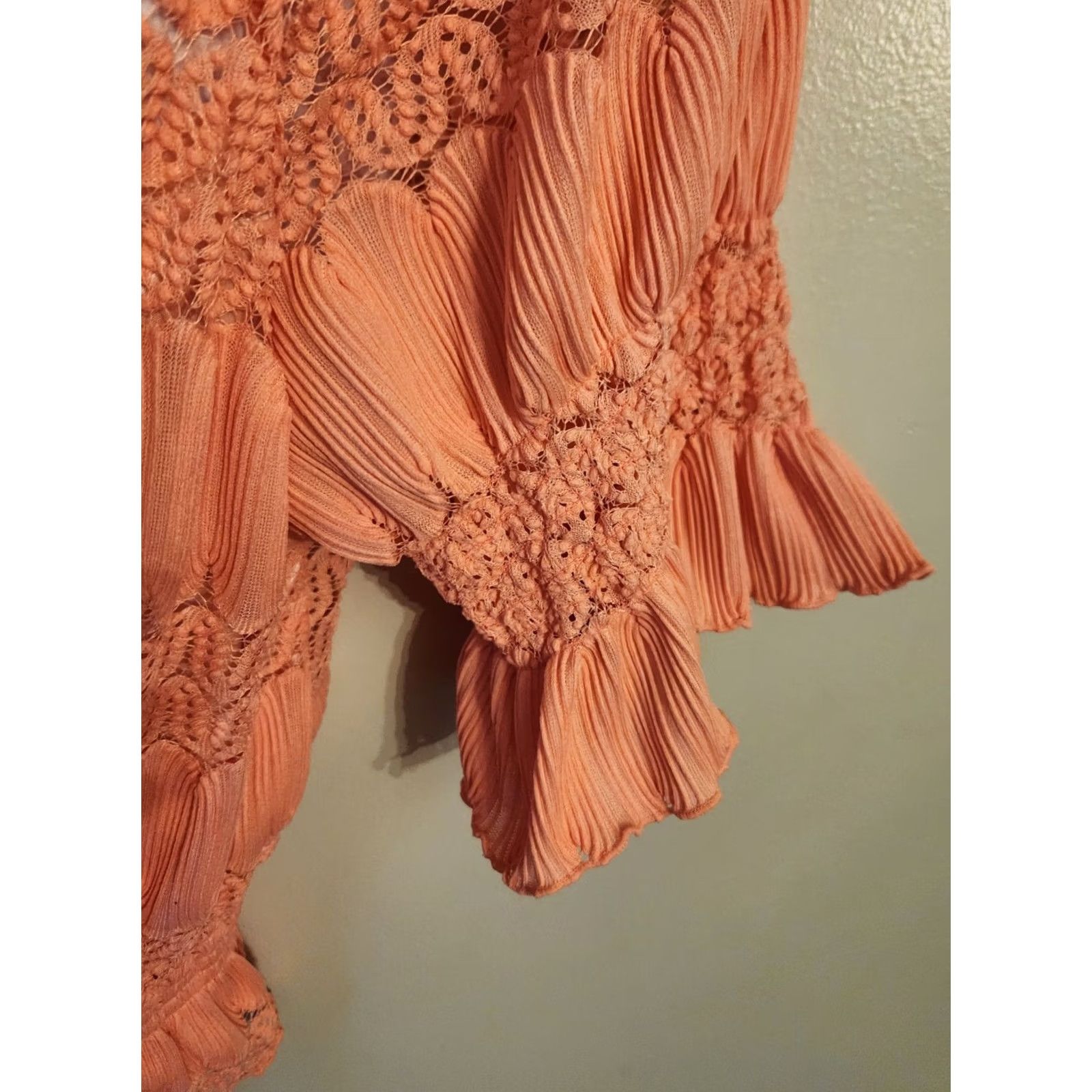 Vintage Ashley Stewart Peplum Top Peach 22 24 Hippie Boho Cottagecore Style Size 3XL / US 20-22 - 5 Thumbnail