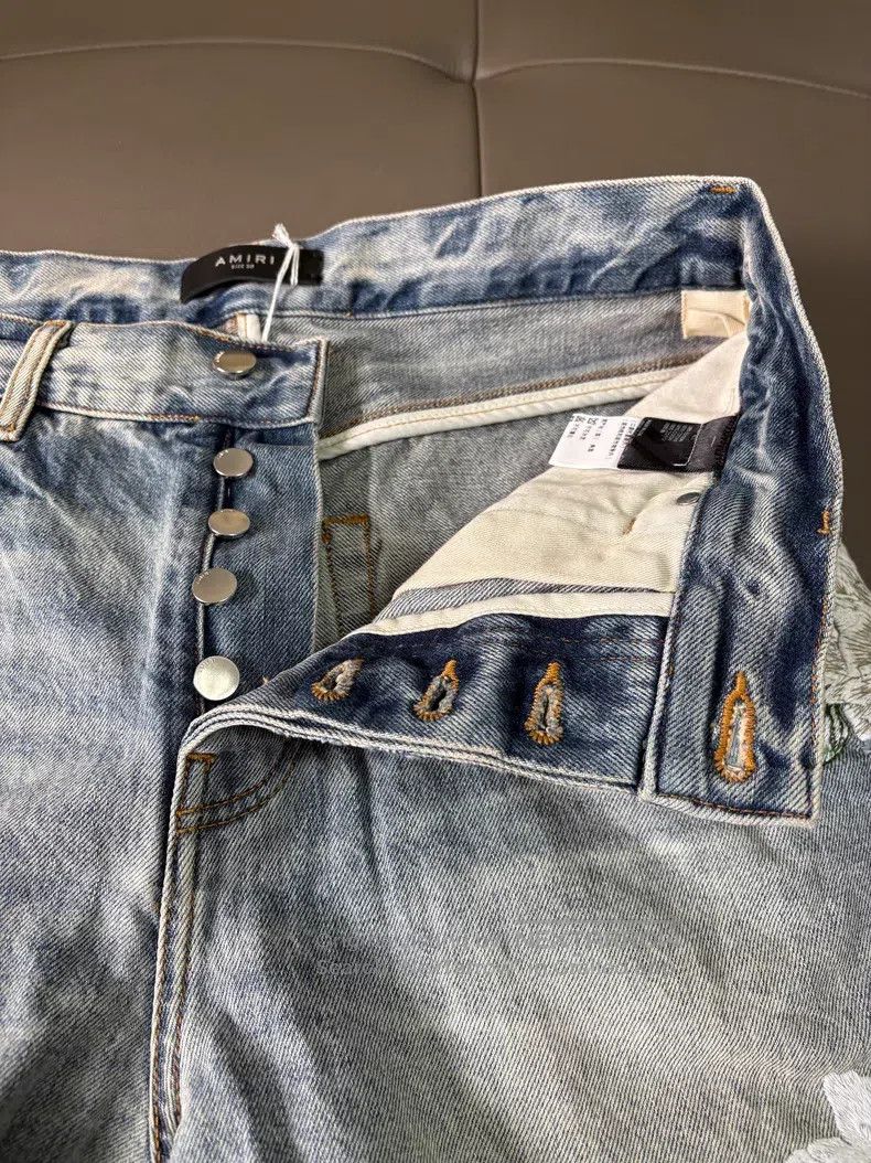 Amiri Amiri Size 30 Heavy industry flower embroidery hole cat bea Size US 30 / EU 46 - 3 Thumbnail