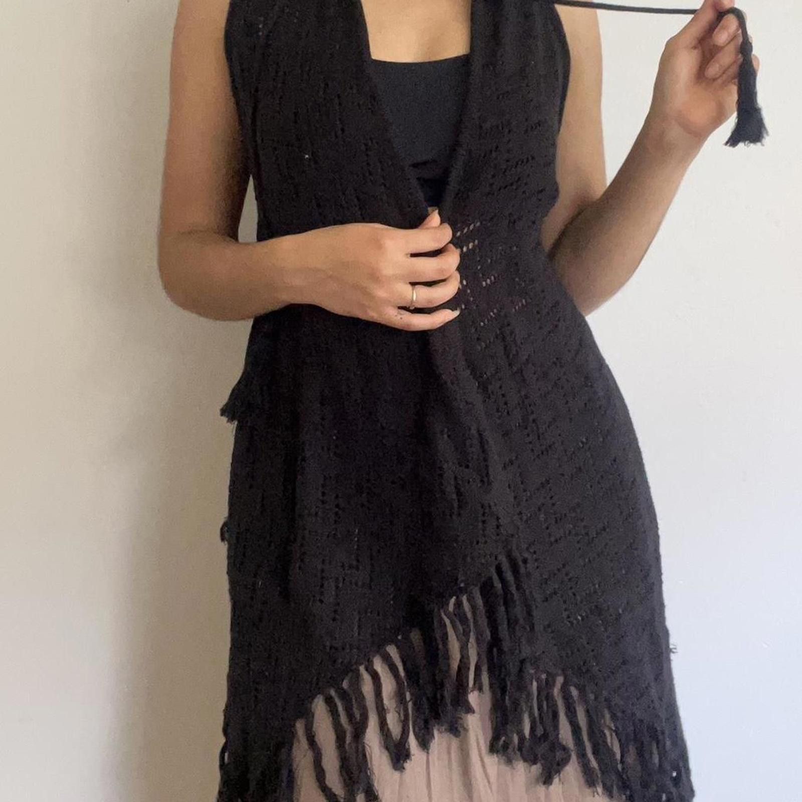 Other Black hooded knit top with fringe #goth #fairy Size S / US 4 / IT 40 - 1 Thumbnail