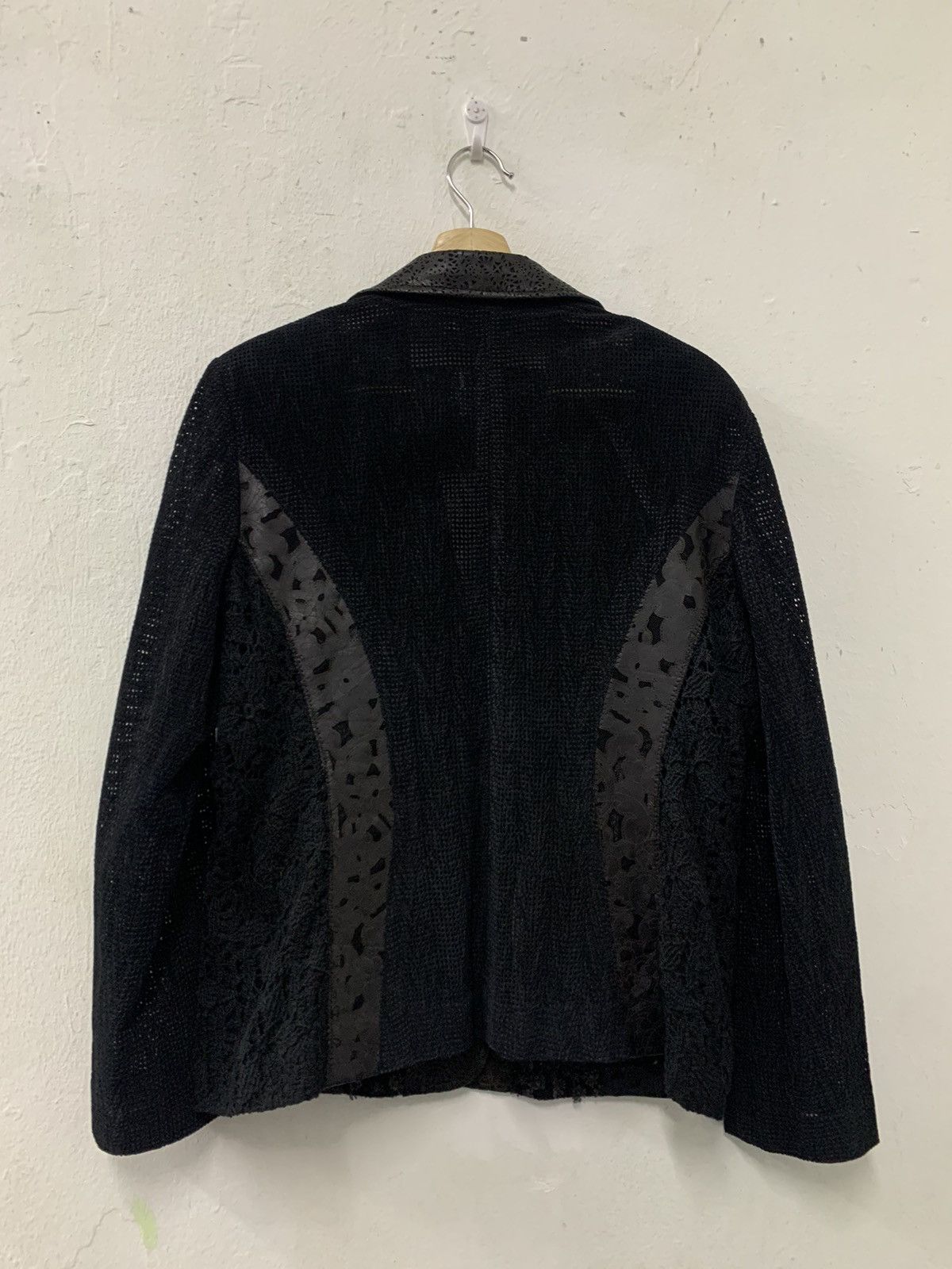 Japanese Brand Donna Leather Transparent Black Blazer Jacket Size ONE SIZE - 3 Thumbnail