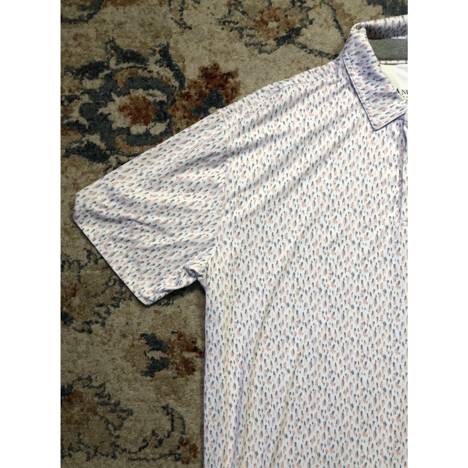 Vintage AndersonOrd Polo Shirt Mens XL White Pattern Golf Performance Lightweight Moisture Wicking Polo Shirt Size US XL / EU 56 / 4 - 3 Thumbnail
