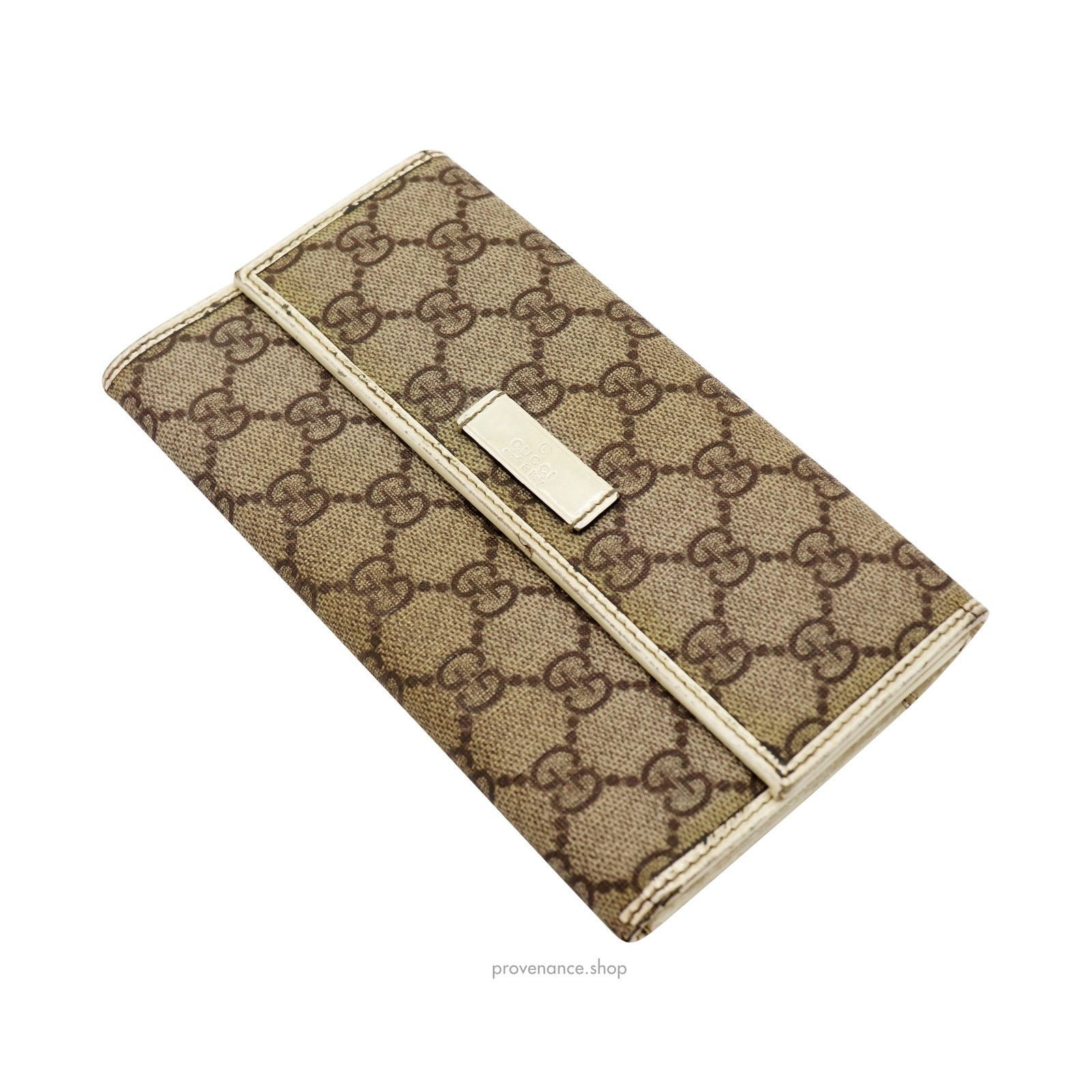 Gucci 🔴 Gucci Long Wallet - GG Supreme Brown/White Size ONE SIZE - 4 Thumbnail
