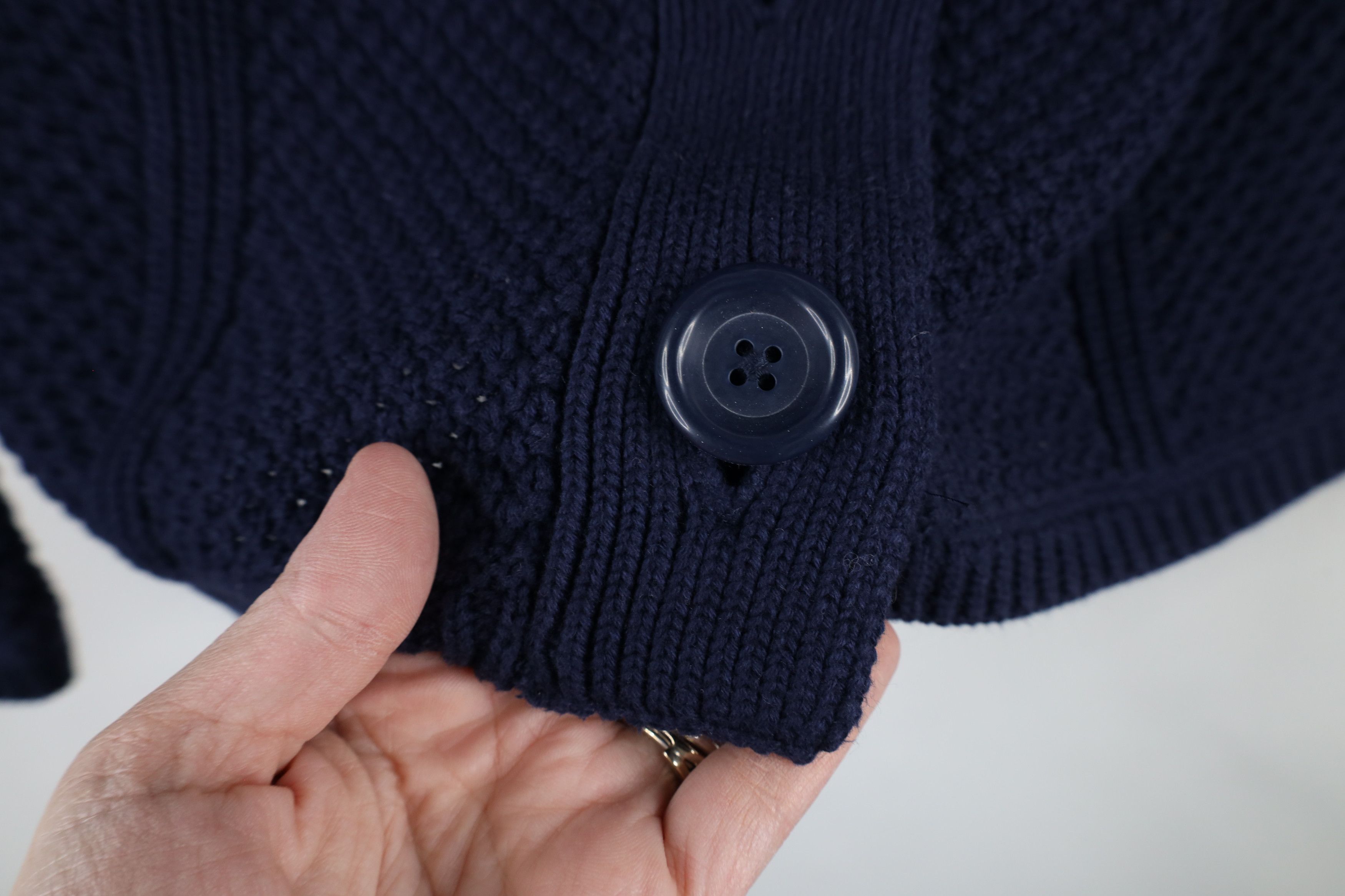 L.L. Bean × Vintage Vintage LL Bean Thermal Knit Blazer Cardigan Sweater Navy Size M / US 6-8 / IT 42-44 - 5 Thumbnail