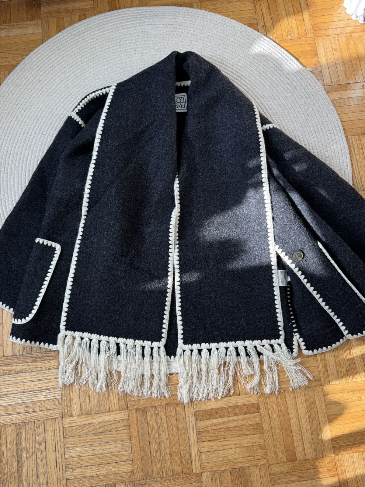 Toteme Toteme Embroidered scarf jacket dark grey mélange size 32 Size XXS / US 00 / IT 34 - 6 Thumbnail
