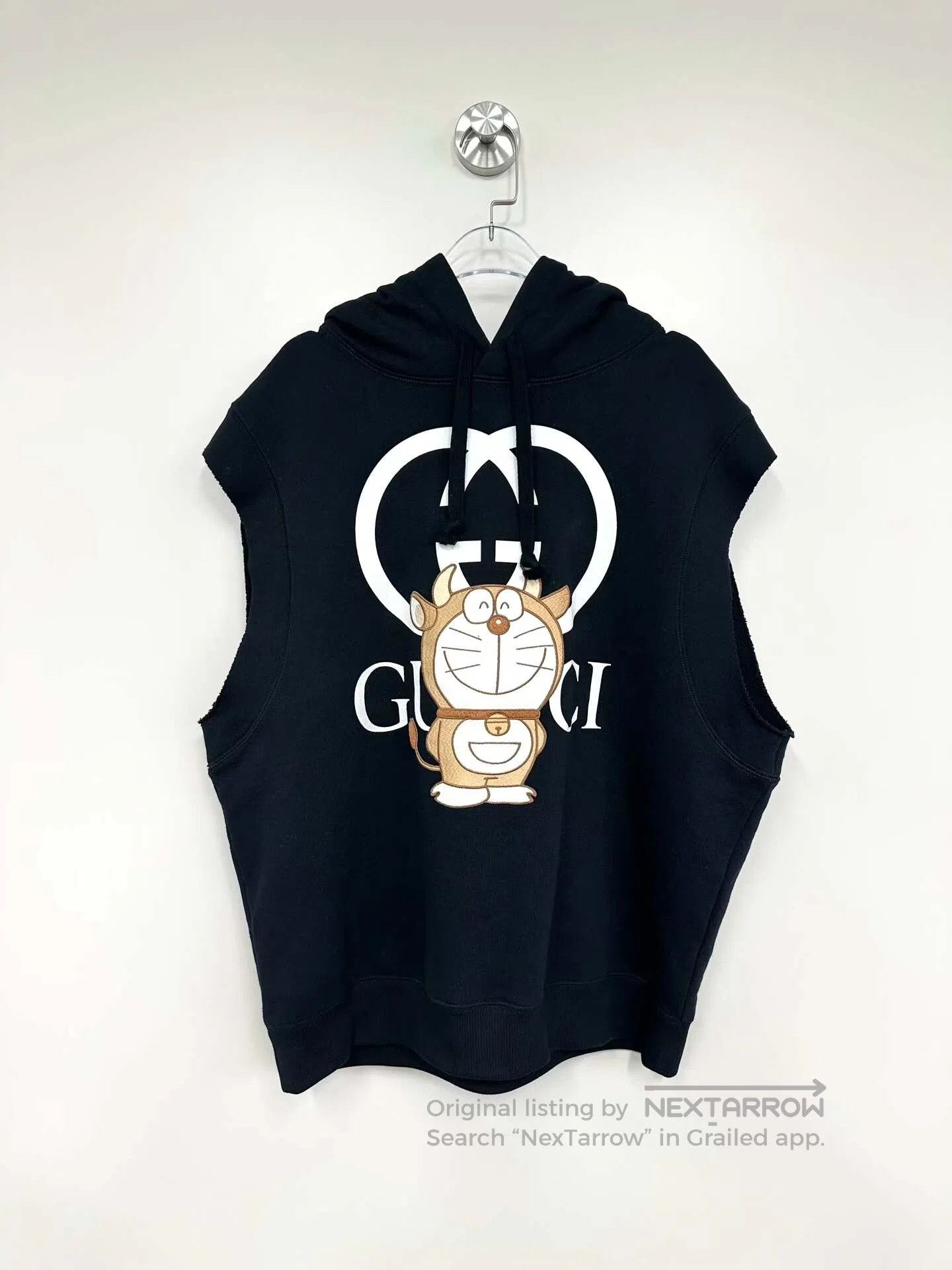 Gucci Guicci Black Embroidery Logo Sleeveless Hooded Sweatshirt| Size US XS / EU 42 / 0 - 1 Thumbnail