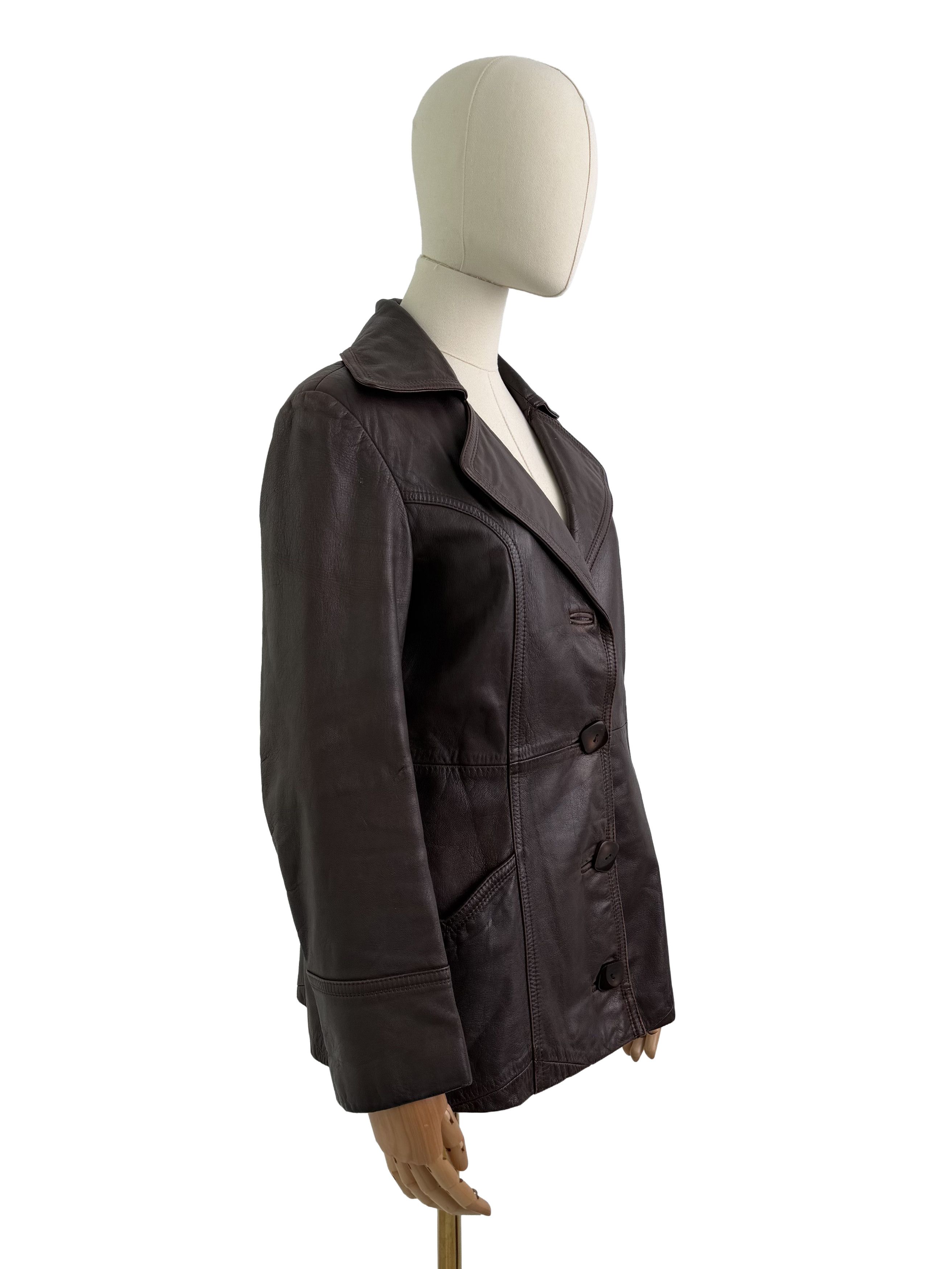 Vintage Vintage Genuine Leather Jacket Button Front Tailored Classic Size L / US 10 / IT 46 - 2 Thumbnail
