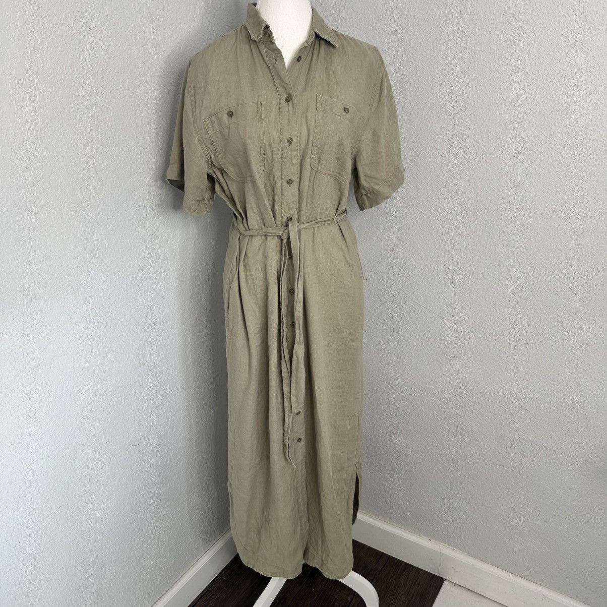 Lauren Ralph Lauren Linen Midi Dress Size 2 Light Sage RARE