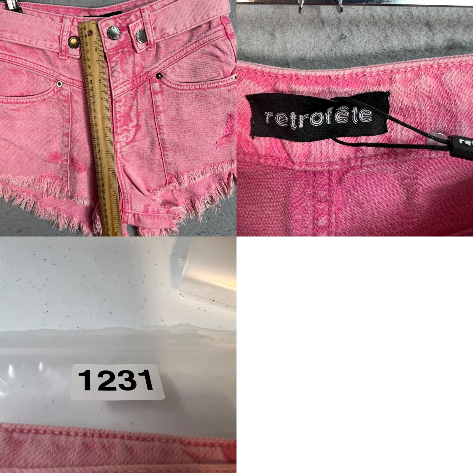 Denime Retrofête Womens 25 Vintage Pink Tessa Frayed Denim Shorts NEW! Short, 5-Pocket, High Rise, 3.5in Inseam, Cotton Denim, Summer, Spring, Casual, Women Size 42" / US 20 - 8 Thumbnail