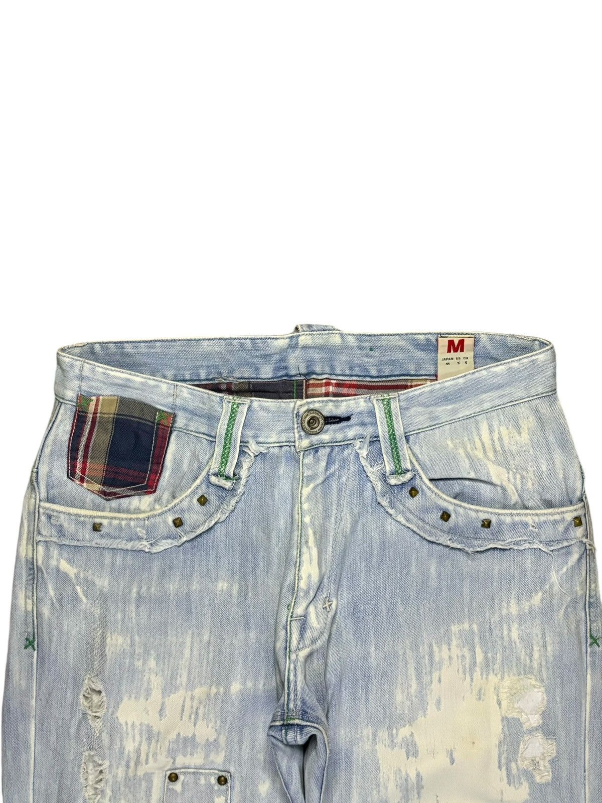 Japanese Brand Vintage Japanese Brand Bleach Wash Stud Patched Baggy Jeans Size US 32 / EU 48 - 4 Thumbnail