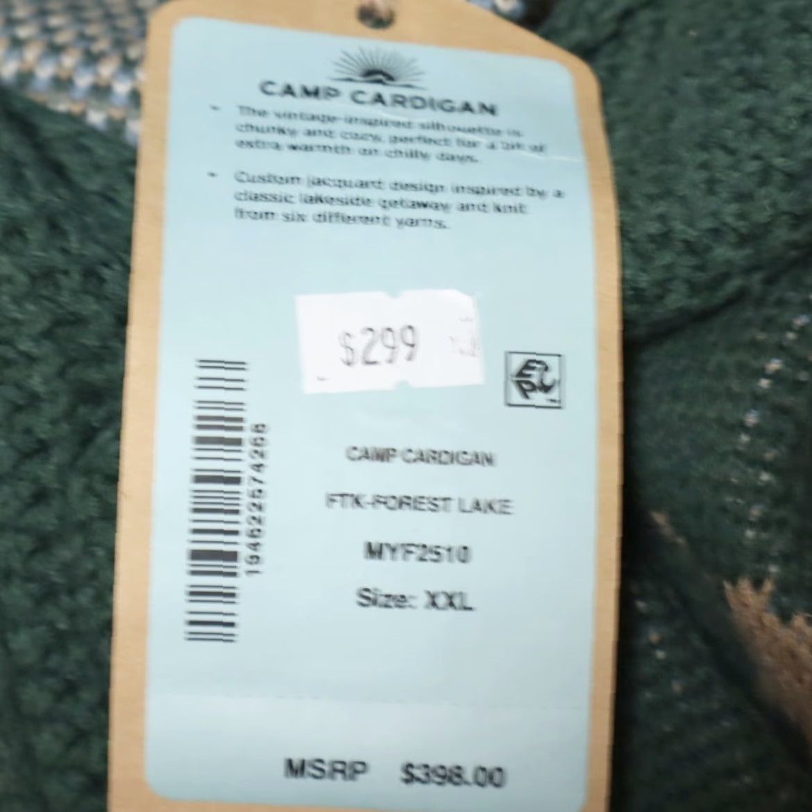 Faherty Faherty Camp Cardigan Cowichan Solid Long Sleeve Sweater Green 2XL Mens Shirt Size US XXL / EU 58 / 5 - 7 Thumbnail